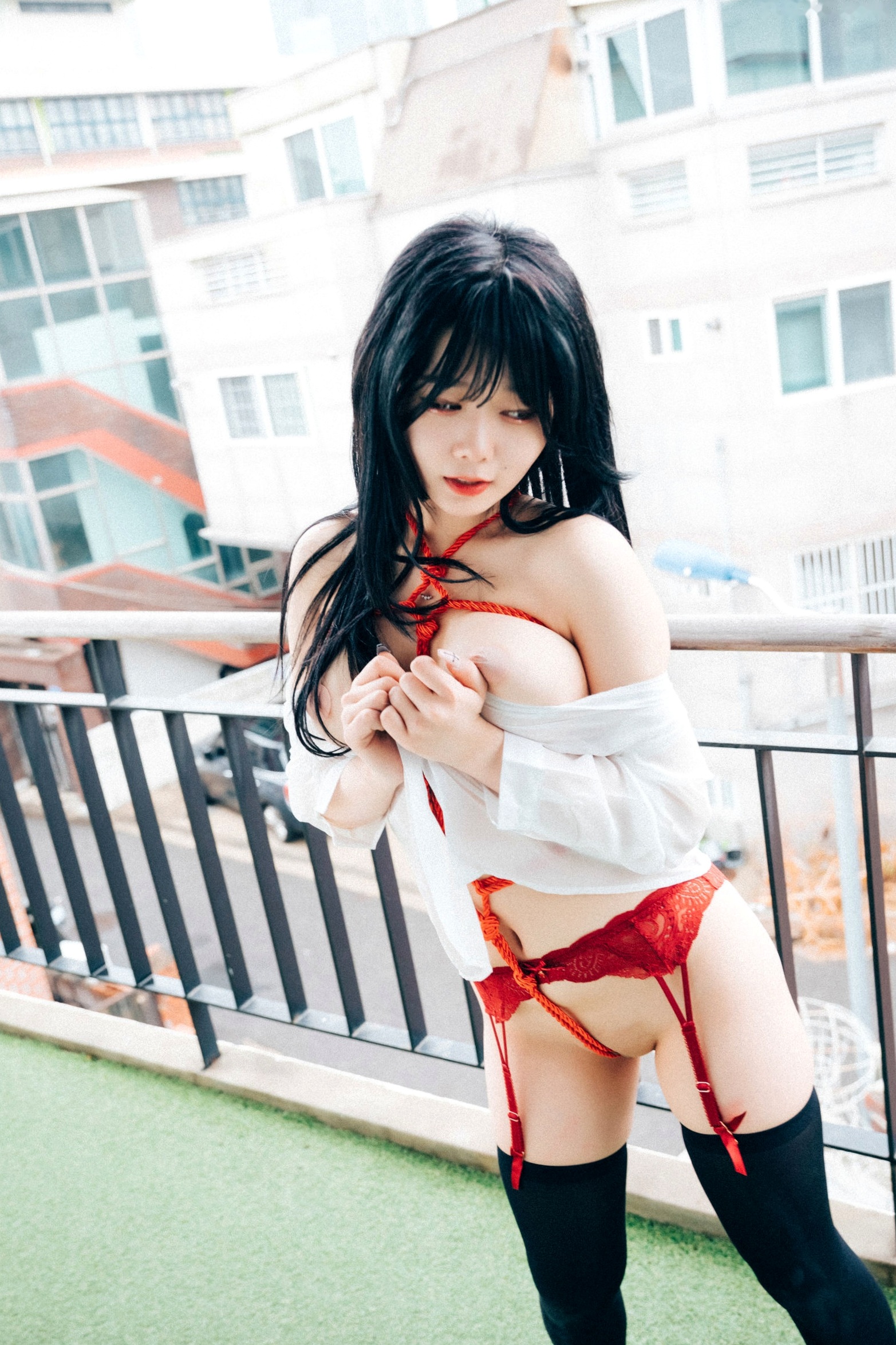 Gallery - 韩国美女琪雅Zia绳缚卷：红色蕾丝内衣搭配黑丝私房写真，极致火辣身材诱惑大尺度艺术摄影韩国性感诱惑私房照大尺度 女神私房照_秀色女神 - image 70