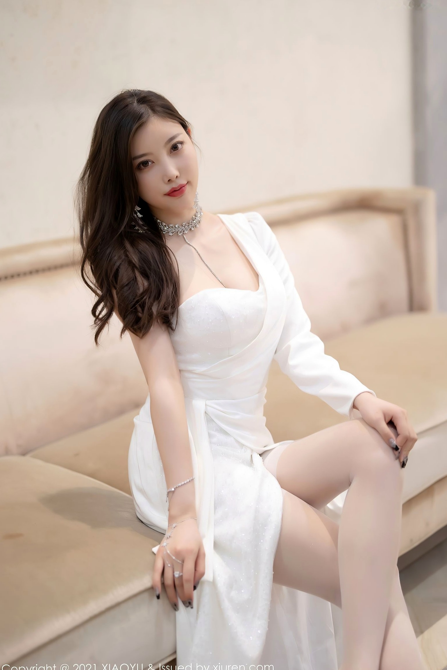 Gallery - 杨晨晨Sugar白色礼服女神写真，优雅长裙配白丝，尽显高贵冷艳性感气质，极品私房唯美视觉系列语画界 - Painting World 女神气质冷艳性感丝袜 女神私房照_秀色女神 - image 20