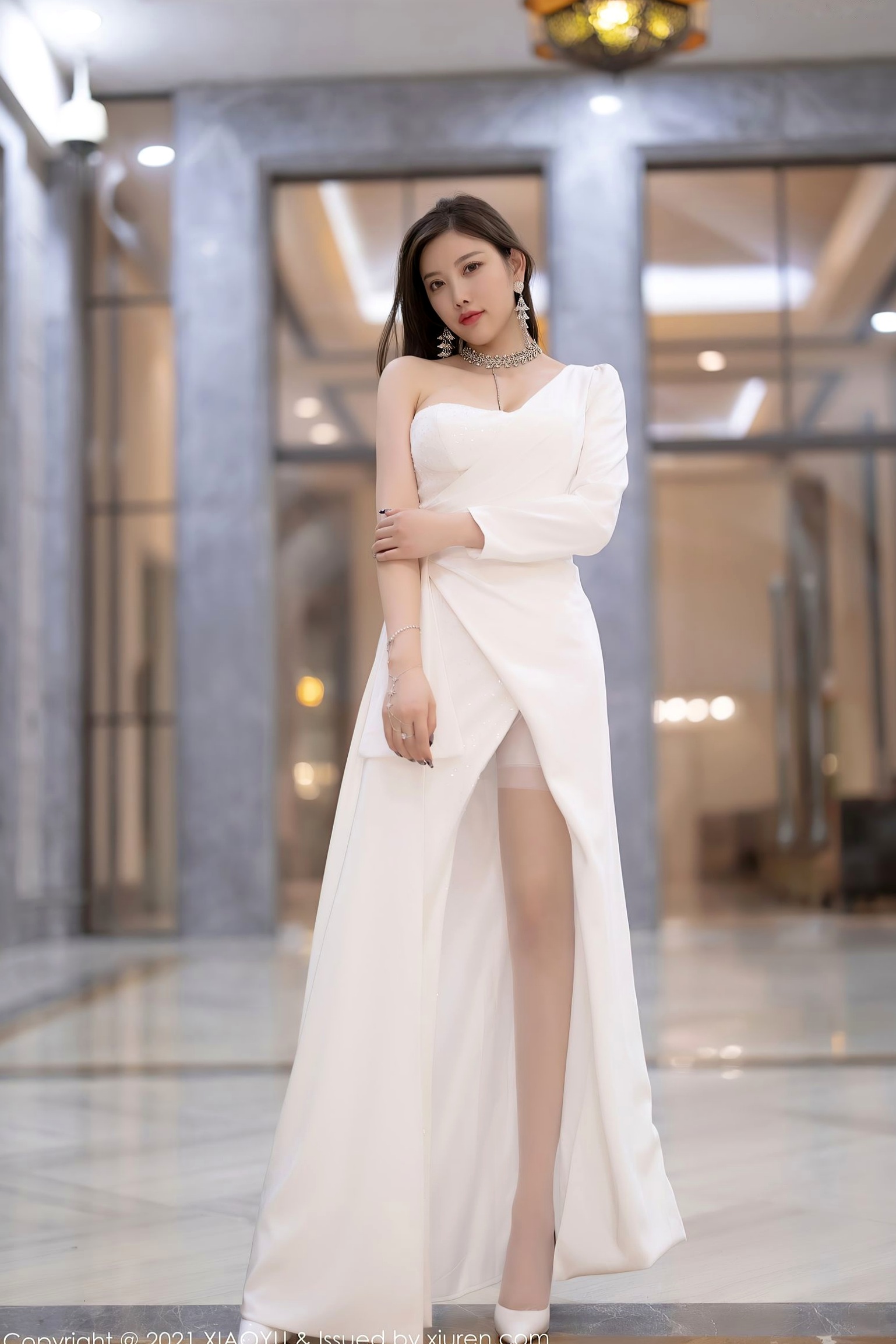 Gallery - 杨晨晨Sugar白色礼服女神写真，优雅长裙配白丝，尽显高贵冷艳性感气质，极品私房唯美视觉系列语画界 - Painting World 女神气质冷艳性感丝袜 女神私房照_秀色女神 - image 25