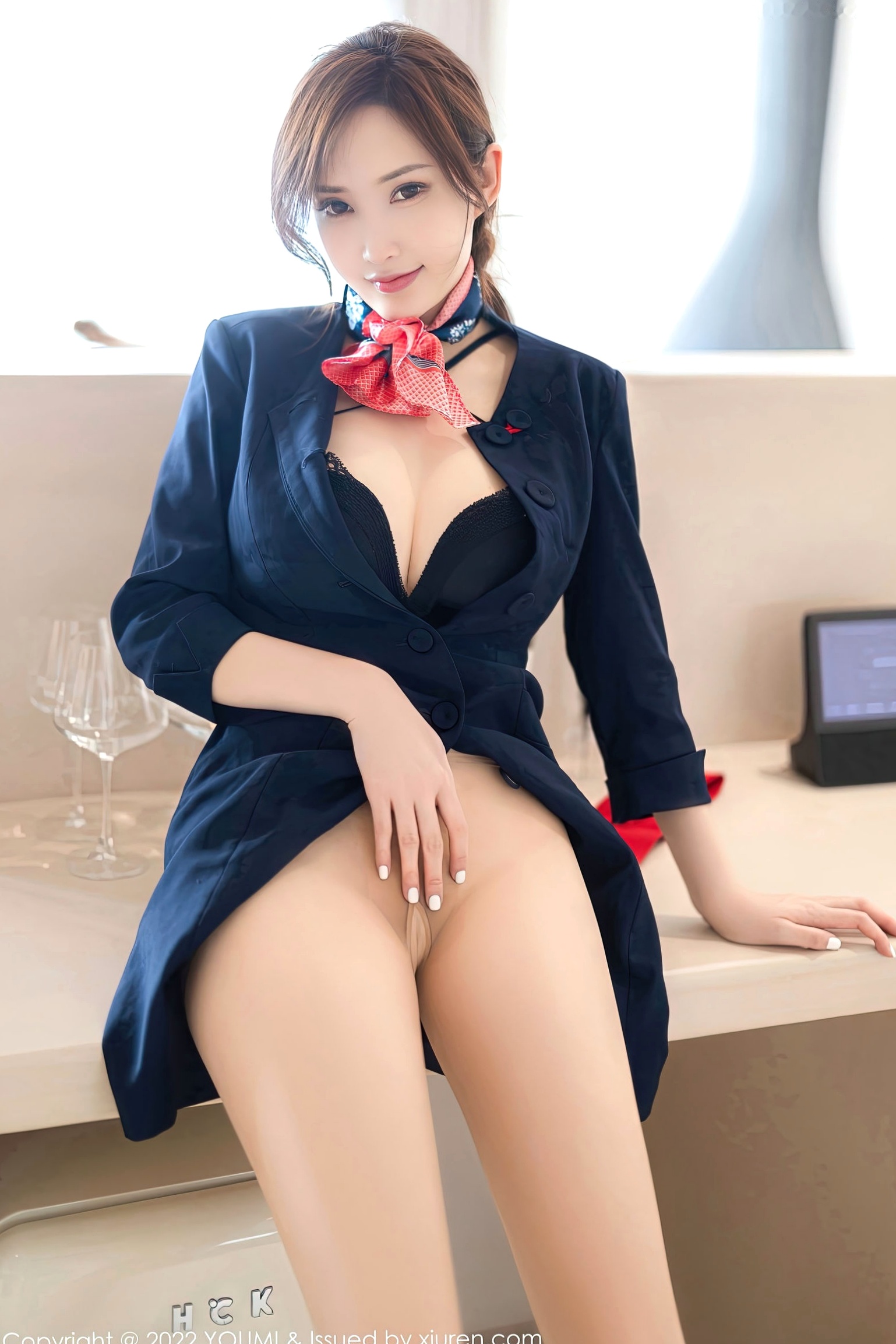 Gallery - YouMi尤蜜荟 - Chiness Model -858-奶瓶土肥圆-性感深色OL制服空姐风诱惑-肤色丝袜美腿-2022.10.28-无圣光大尺度写真尤蜜荟 - Chiness Model 制服诱惑肉感丝袜 女神私房照_秀色女神 - image 33