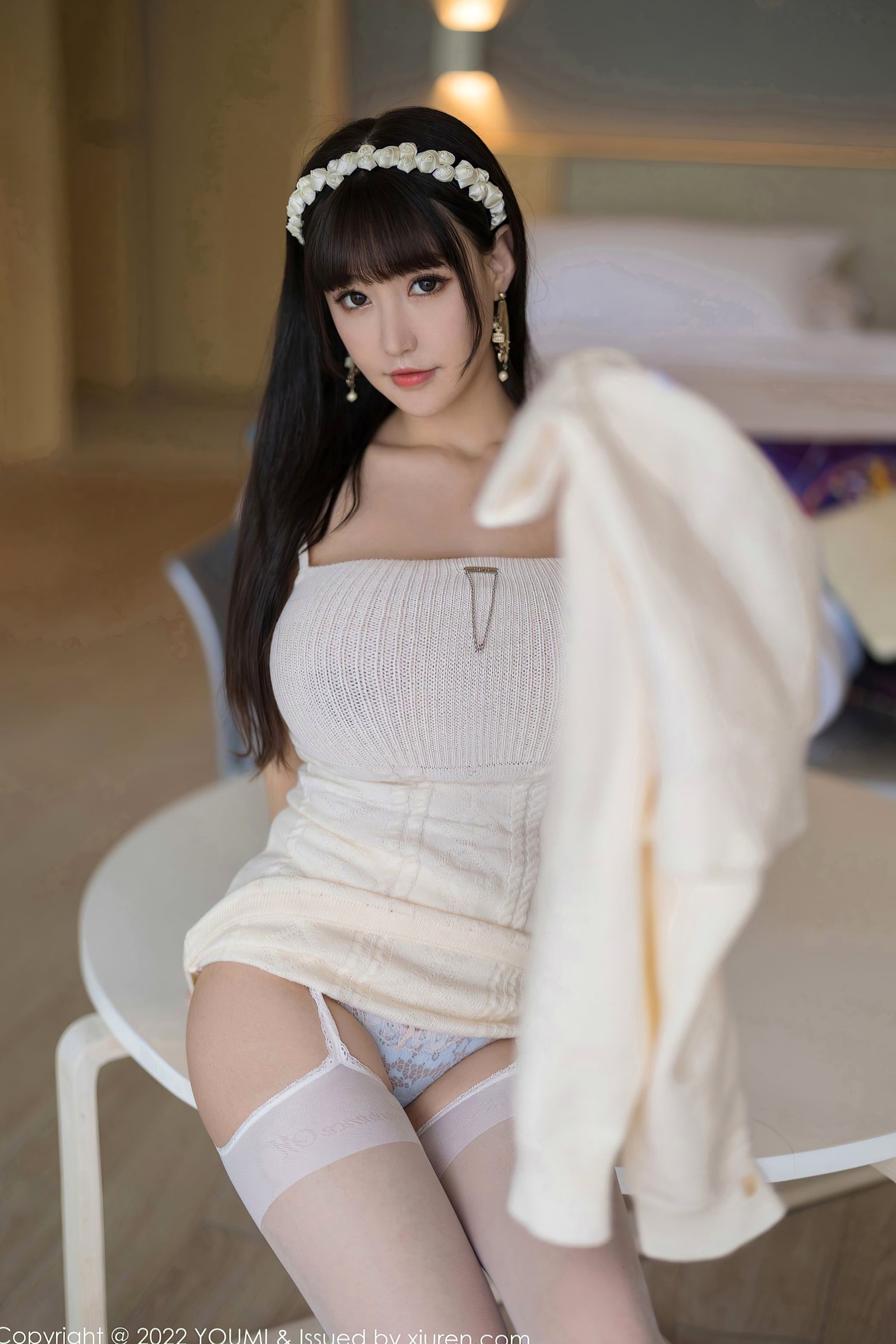 Gallery - YouMi尤蜜荟 - Chiness Model -747-朱可儿Flora-三亚旅拍白色针织抹胸收身上衣纯欲私房写真-大尺度无圣光尤蜜荟 - Chiness Model 童颜巨乳白嫩私房照大尺度诱惑气质清纯 女神私房照_秀色女神 - image 8