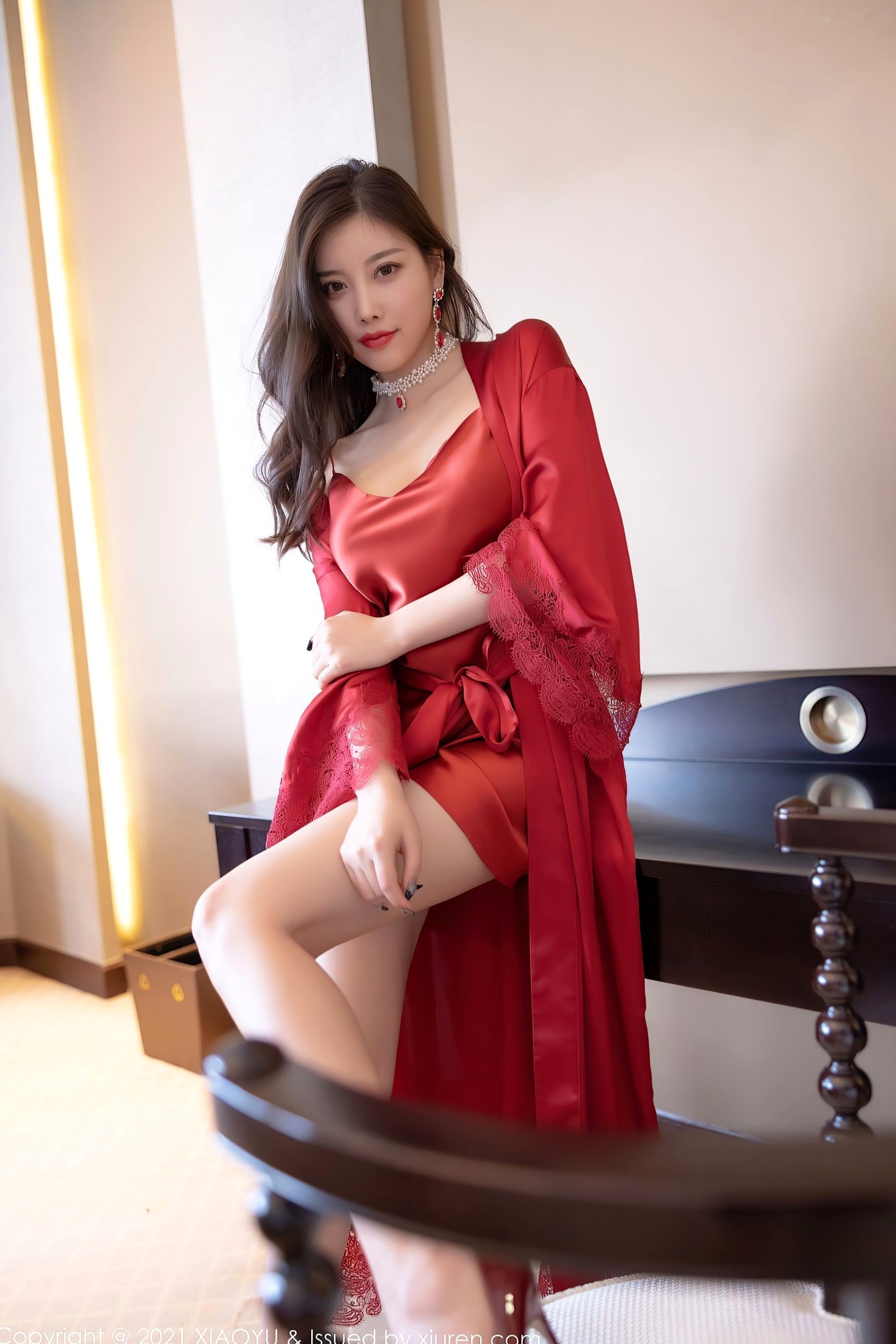 Gallery - 杨晨晨Sugar猩红吊带裙私房大片：黑色蕾丝内衣与黑丝高跟的极致诱惑，冷艳御姐高端酒店旅拍系列语画界 - Painting World 性感私房照黑丝女神诱惑 女神私房照_秀色女神 - image 46