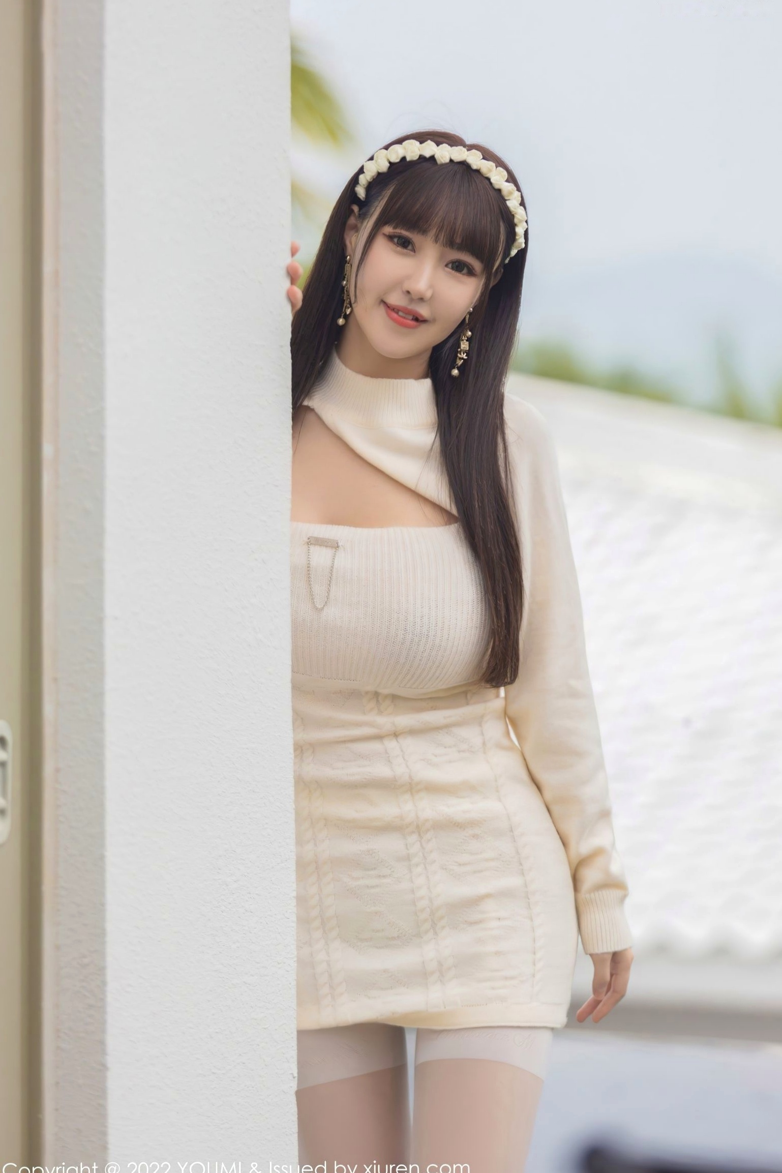 Gallery - YouMi尤蜜荟 - Chiness Model 朱可儿Flora三亚旅拍：白色针织连衣短裙私房写真，童颜巨乳白丝诱惑，泳池边的唯美大尺度视觉盛宴尤蜜荟 - Chiness Model 童颜巨乳私房照丝袜女神 女神私房照_秀色女神 - image 9