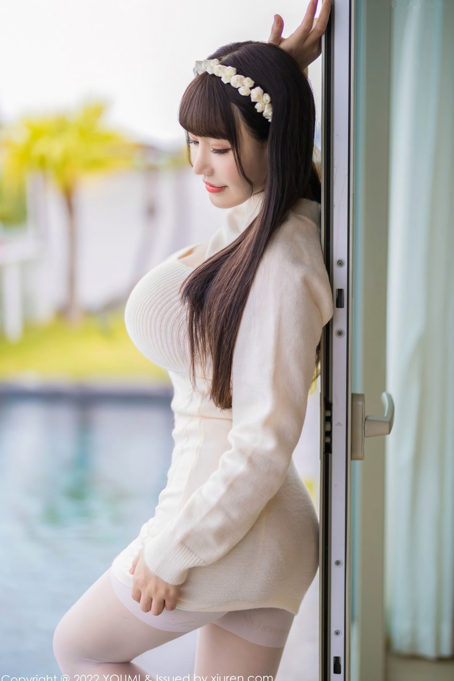 Gallery - YouMi尤蜜荟 - Chiness Model 朱可儿Flora三亚旅拍：白色针织连衣短裙私房写真，童颜巨乳白丝诱惑，泳池边的唯美大尺度视觉盛宴尤蜜荟 - Chiness Model 童颜巨乳私房照丝袜女神 女神私房照_秀色女神 - image 26