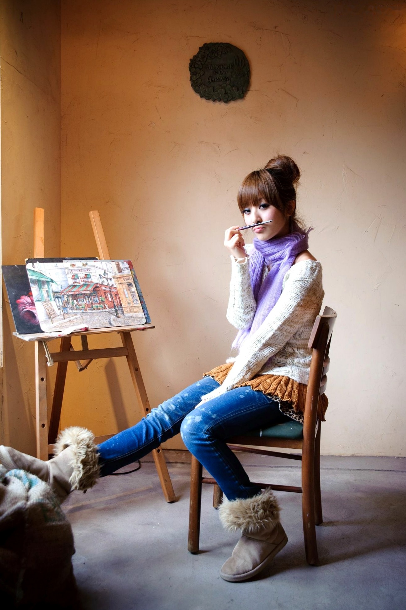 Gallery - 台湾正妹果子MM张凯洁《法国农庄外拍》高清写真，甜美清新日系少女，温暖秋日围巾穿搭私房照台湾清新气质治愈系街拍 女神私房照_秀色女神 - image 59