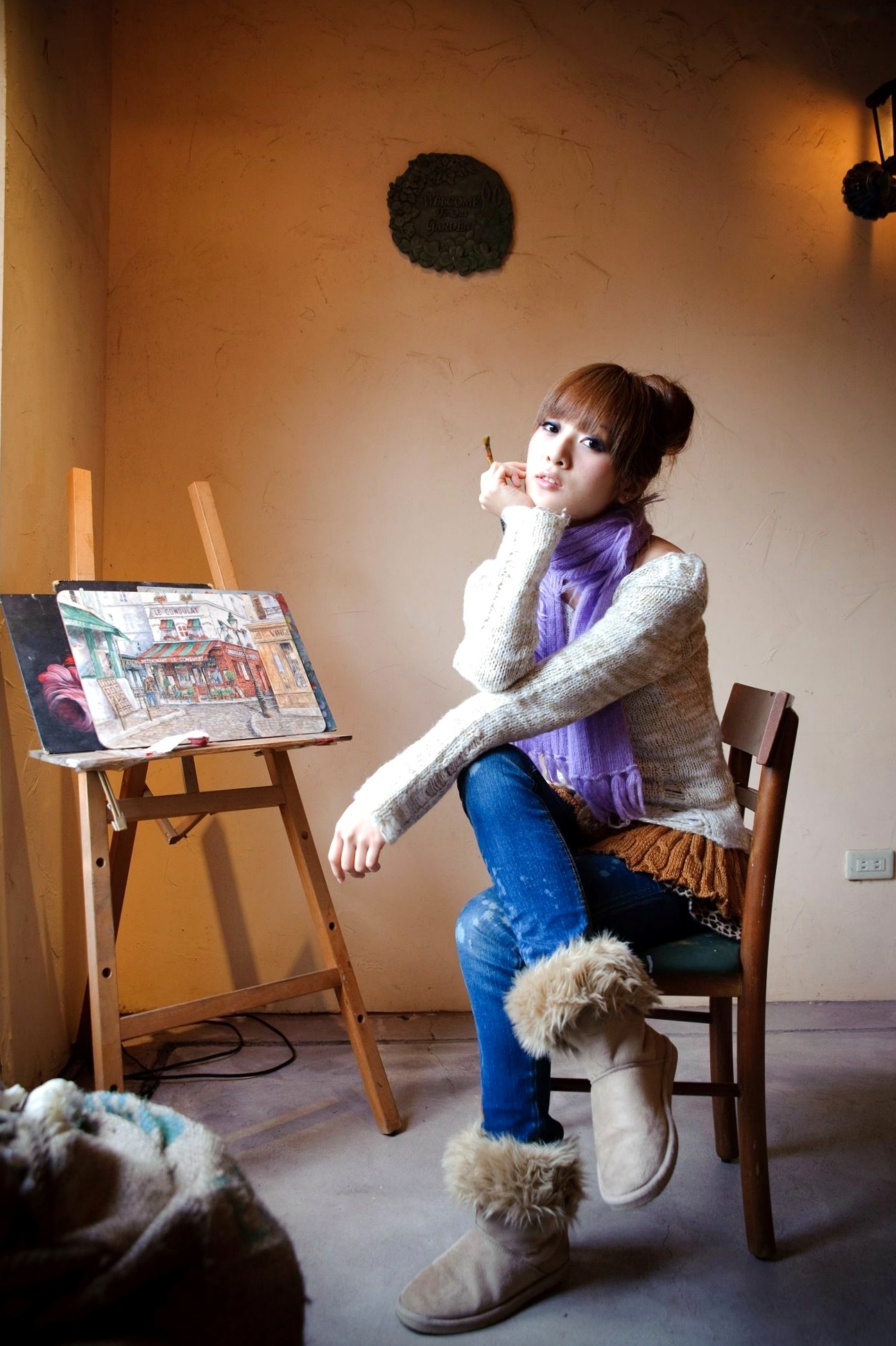 Gallery - 台湾正妹果子MM张凯洁《法国农庄外拍》高清写真，甜美清新日系少女，温暖秋日围巾穿搭私房照台湾清新气质治愈系街拍 女神私房照_秀色女神 - image 60