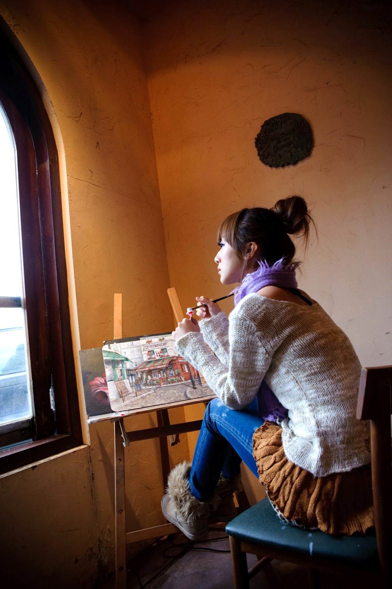 Gallery - 台湾正妹果子MM张凯洁《法国农庄外拍》高清写真，甜美清新日系少女，温暖秋日围巾穿搭私房照台湾清新气质治愈系街拍 女神私房照_秀色女神 - image 62