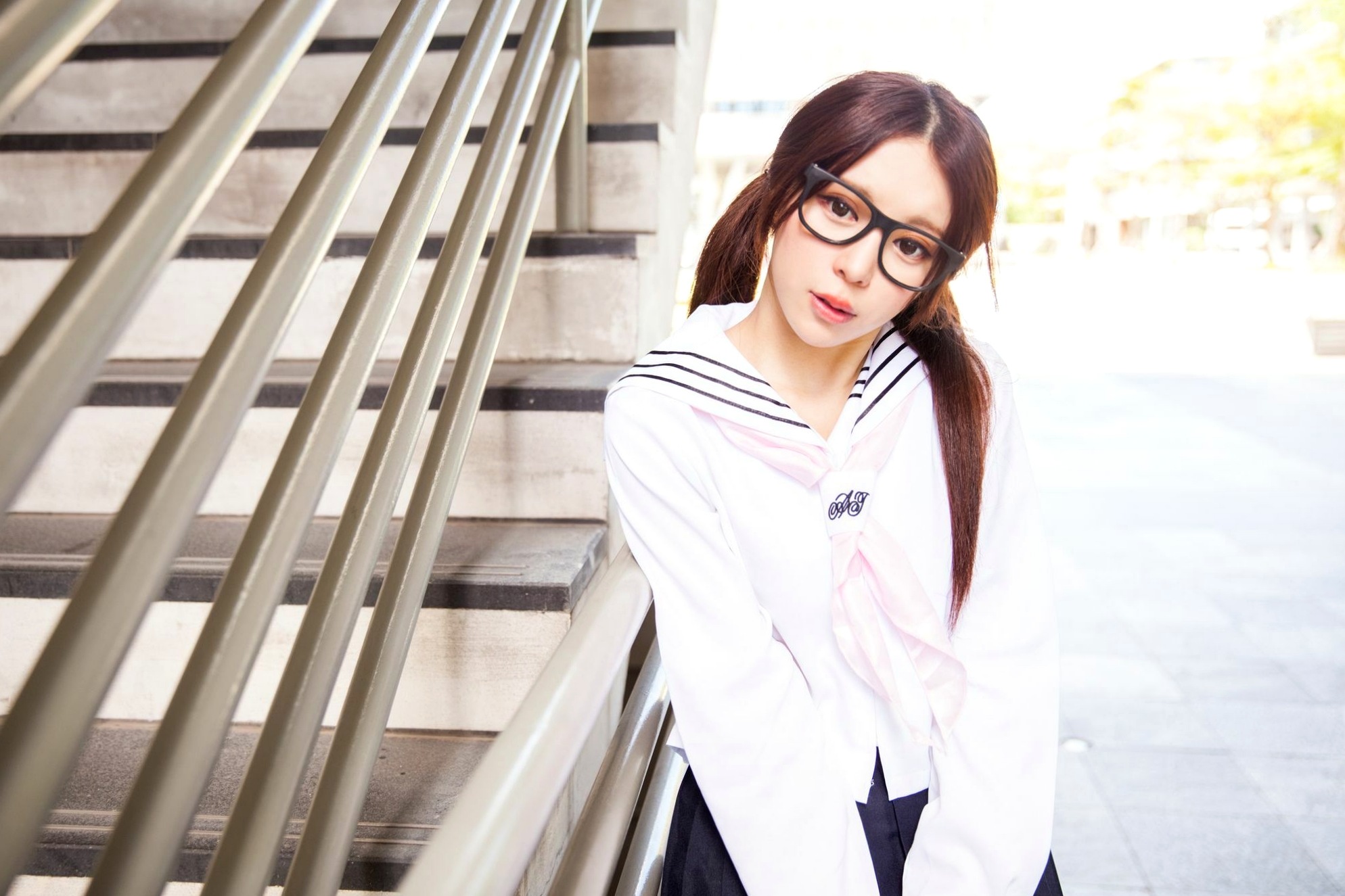 Gallery - 台湾正妹张齐郡JULIE《长筒袜校服少女》户外日系清新学生装写真集台湾清纯校服丝袜女神 女神私房照_秀色女神 - image 6