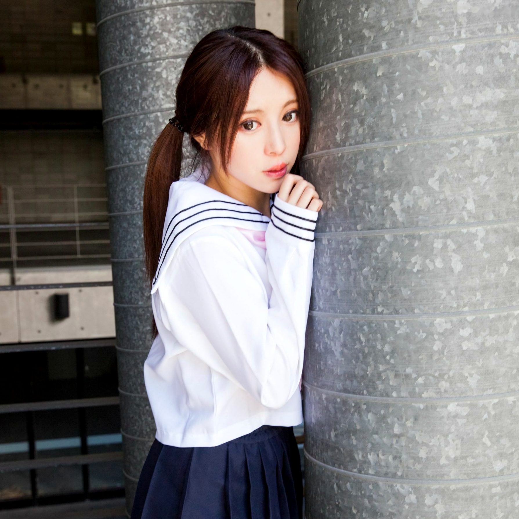 Gallery - 台湾正妹张齐郡JULIE《长筒袜校服少女》户外日系清新学生装写真集台湾清纯校服丝袜女神 女神私房照_秀色女神 - image 33