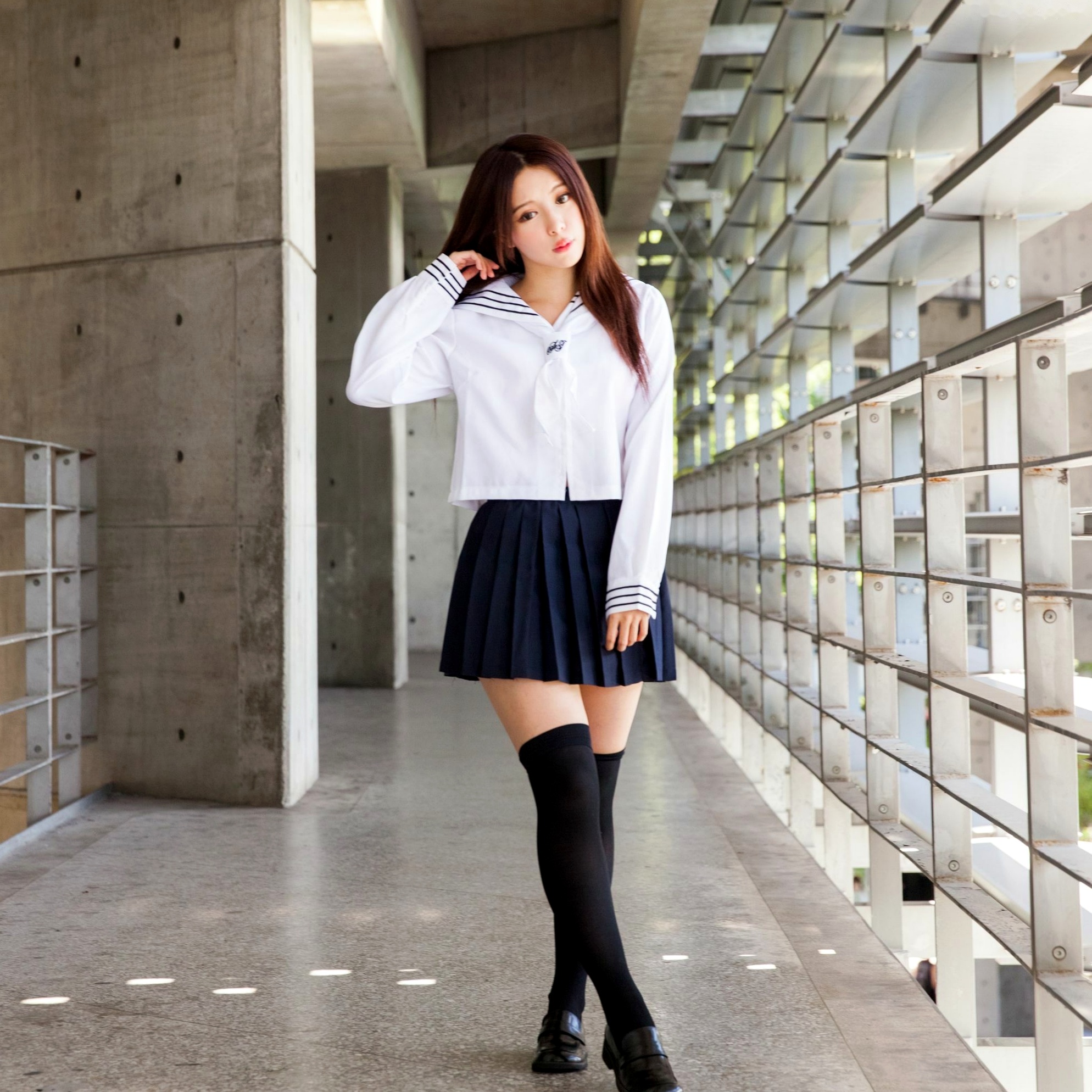 Gallery - 台湾正妹张齐郡JULIE《长筒袜校服少女》户外日系清新学生装写真集台湾清纯校服丝袜女神 女神私房照_秀色女神 - image 66