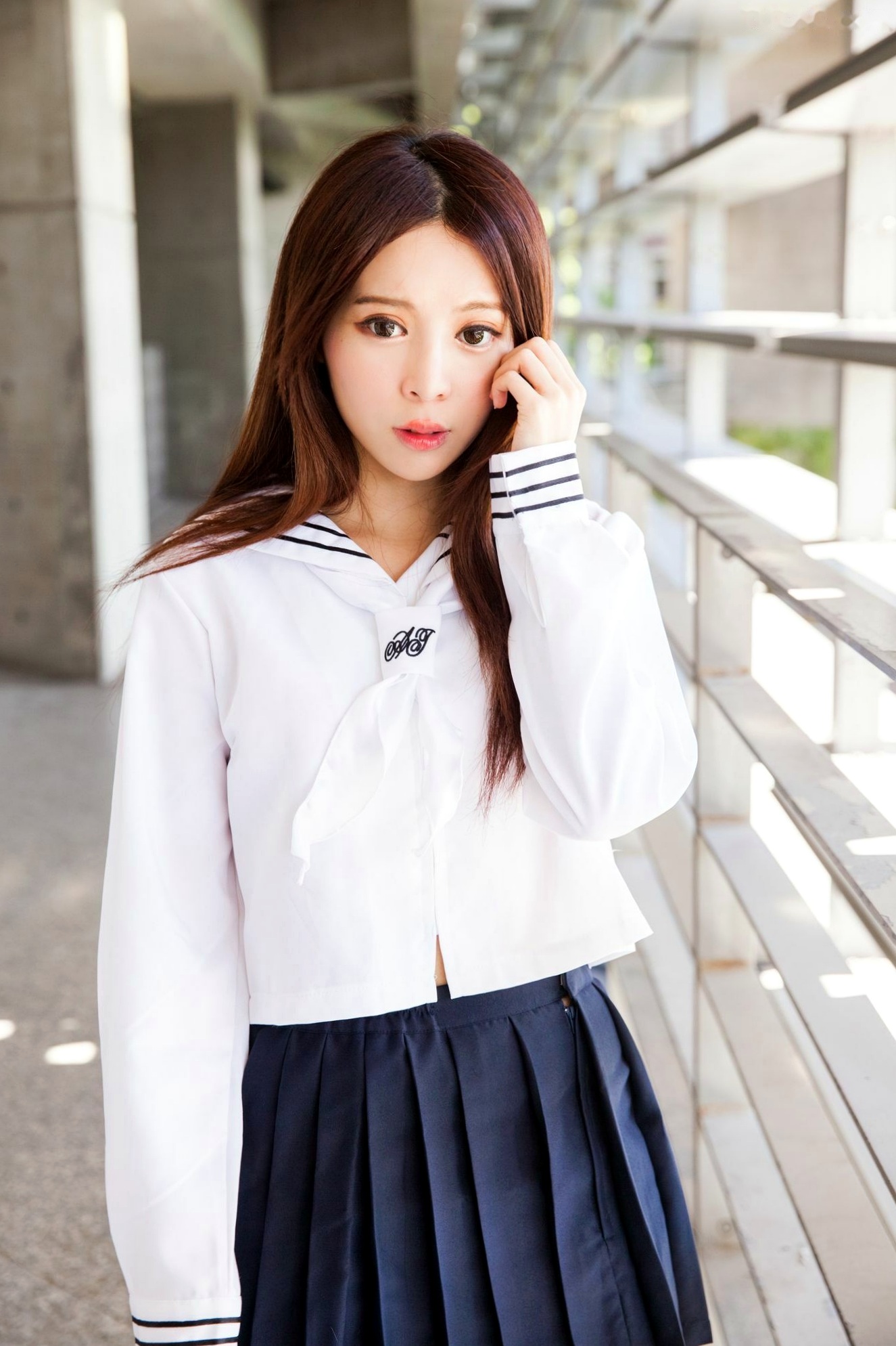 Gallery - 台湾正妹张齐郡JULIE《长筒袜校服少女》户外日系清新学生装写真集台湾清纯校服丝袜女神 女神私房照_秀色女神 - image 75