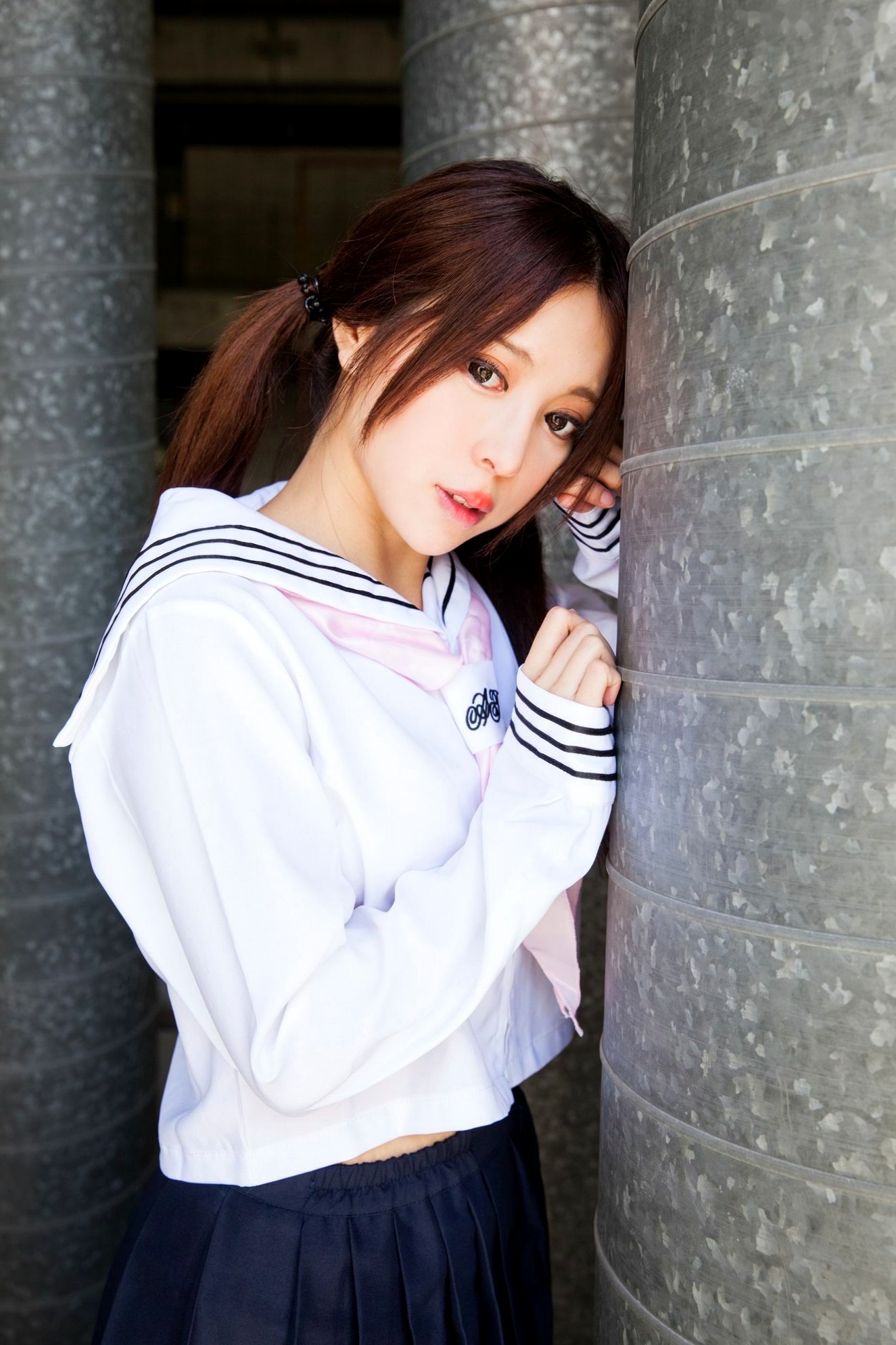 Gallery - 台湾正妹张齐郡JULIE《长筒袜校服少女》户外日系清新学生装写真集台湾清纯校服丝袜女神 女神私房照_秀色女神 - image 77