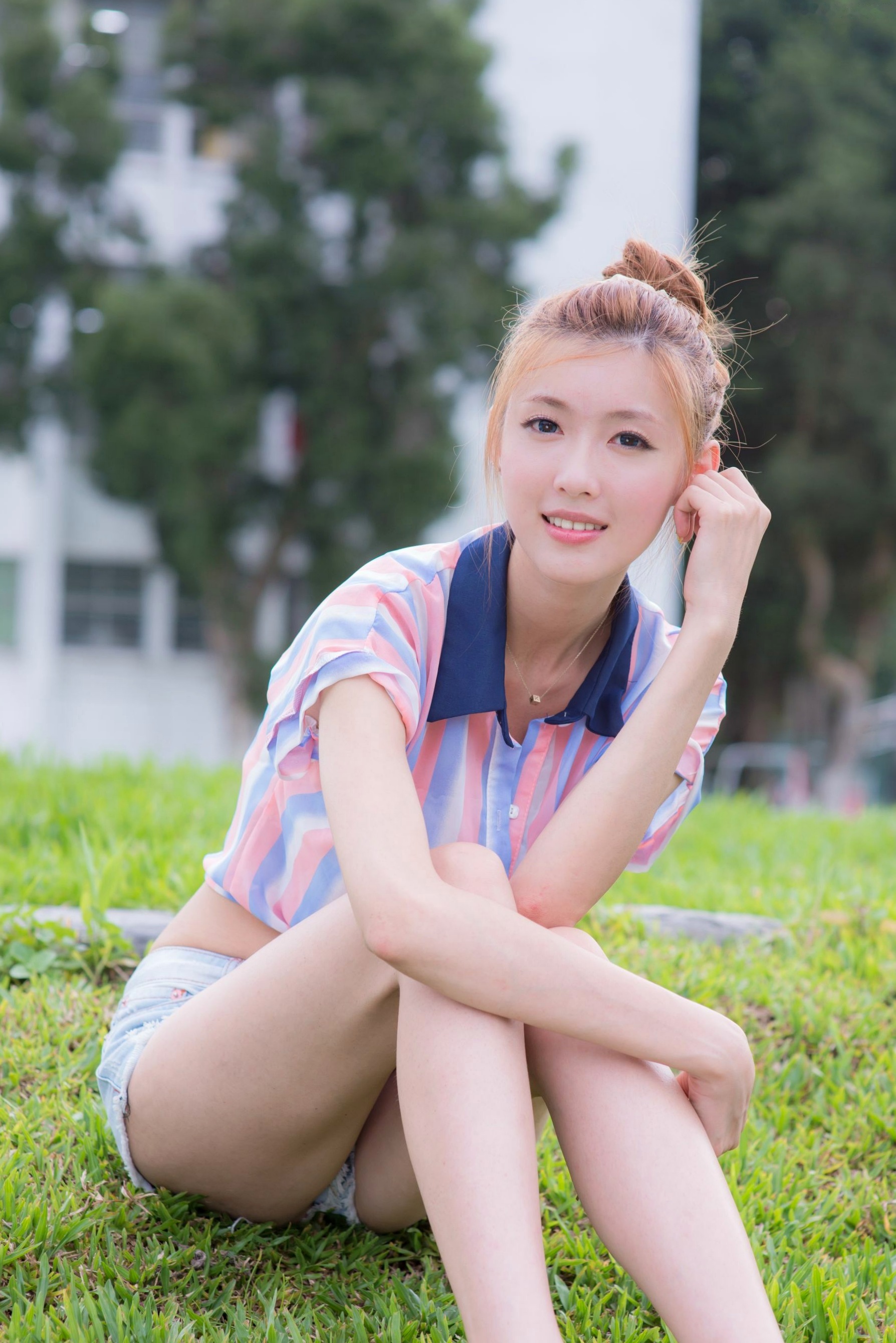 Gallery - 台湾正妹Kila晶晶廖挺伶：清新条纹露脐装搭配热裤街拍，治愈系甜美少女户外写真集台湾街拍清新气质治愈系 女神私房照_秀色女神 - image 33