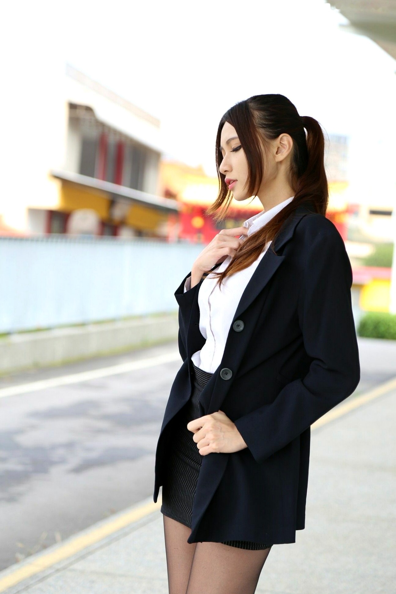 Gallery - 台湾正妹蔡译心Candice街拍黑丝OL制服写真，职场风包臀裙秀长腿女神诱惑台湾制服丝袜街拍气质 女神私房照_秀色女神 - image 93