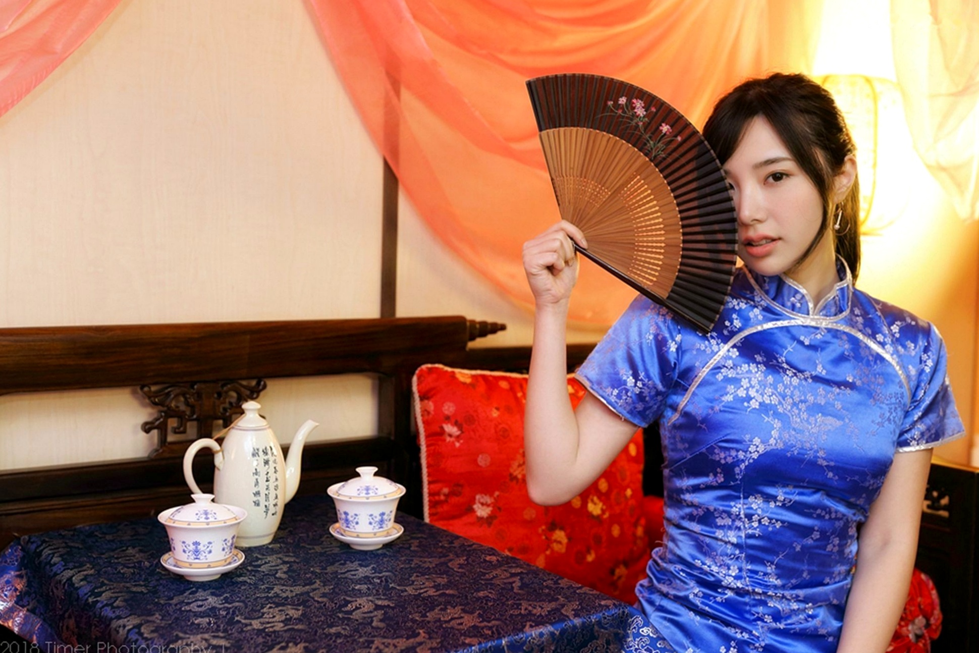 Gallery - 台湾正妹Zora陈思颖古典旗袍写真，新春主题棚拍优雅茶艺与古风书韵，尽显温婉动人魅力台湾气质旗袍清新 女神私房照_秀色女神 - image 5