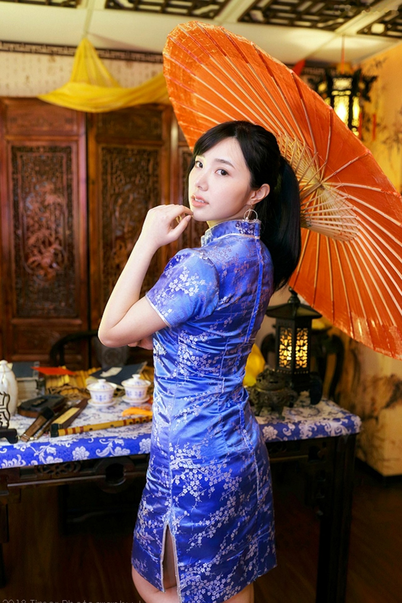 Gallery - 台湾正妹Zora陈思颖古典旗袍写真，新春主题棚拍优雅茶艺与古风书韵，尽显温婉动人魅力台湾气质旗袍清新 女神私房照_秀色女神 - image 69