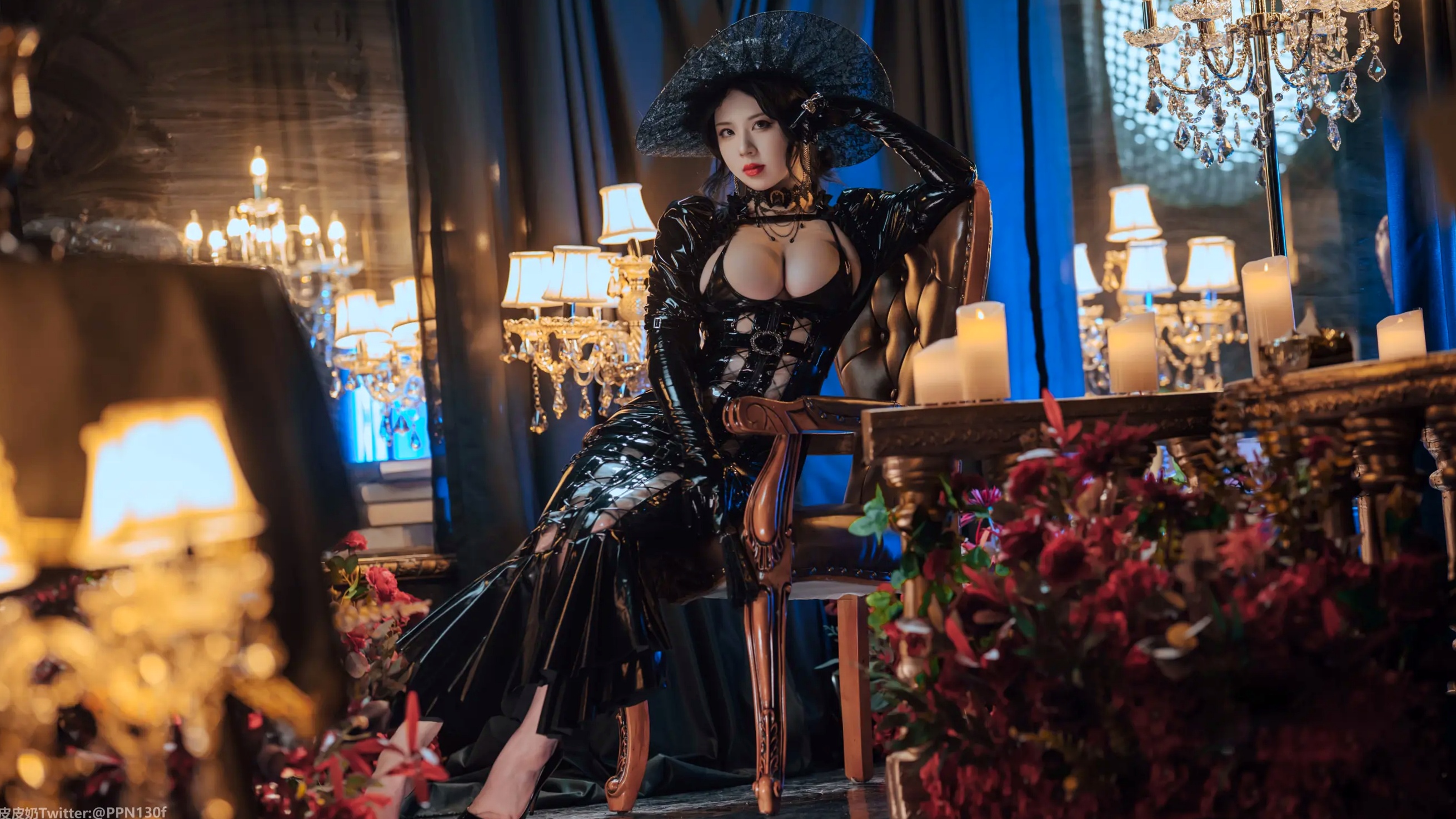 皮皮奶可可爱了啦 - 莉莉丝：暗黑哥特风漆皮束身女巫角色扮演，冷艳红唇红玫瑰，极致曲线诱惑 [40P]