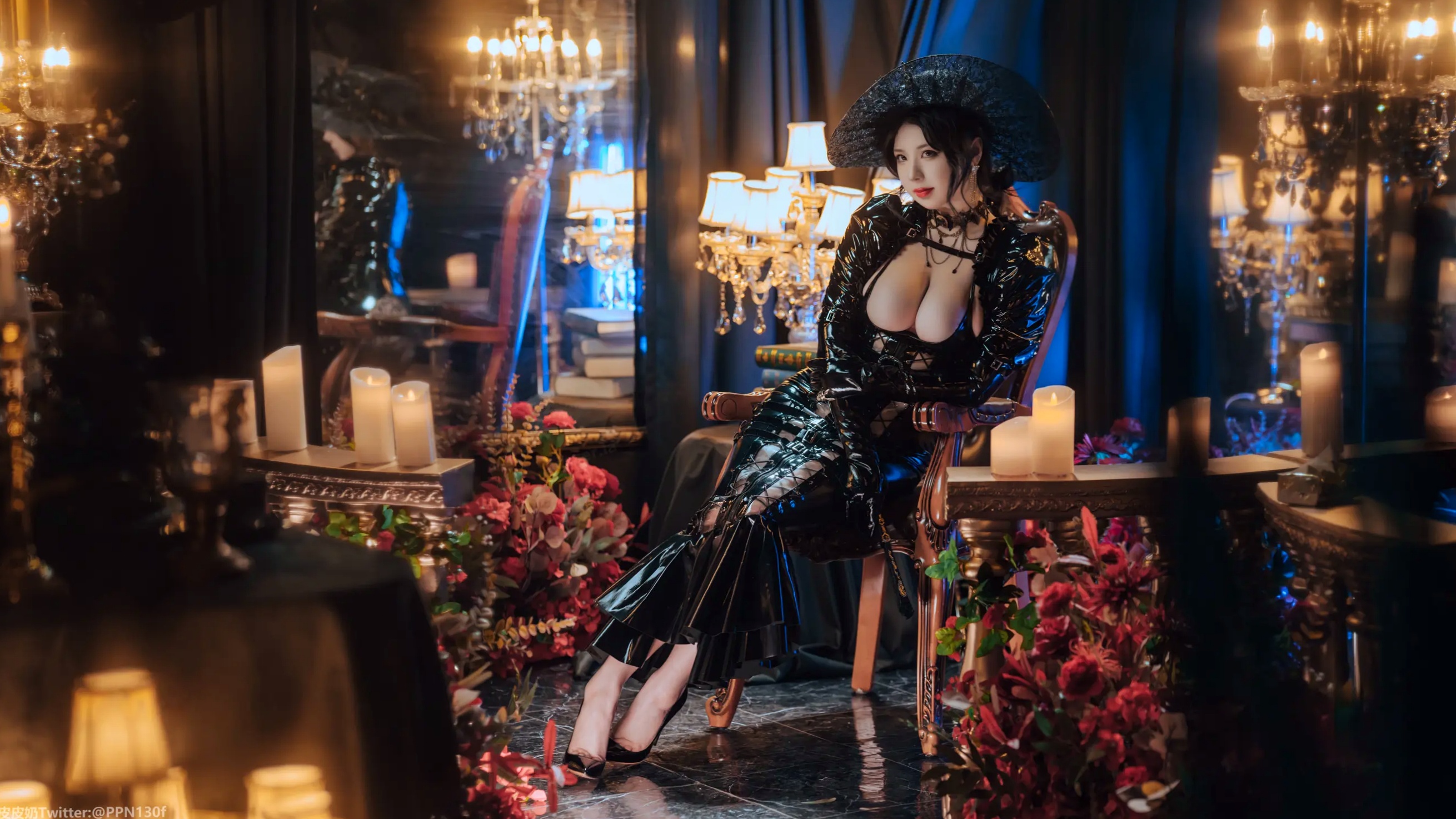 皮皮奶可可爱了啦 - 莉莉丝：暗黑哥特风漆皮束身女巫角色扮演，冷艳红唇红玫瑰，极致曲线诱惑 [40P]