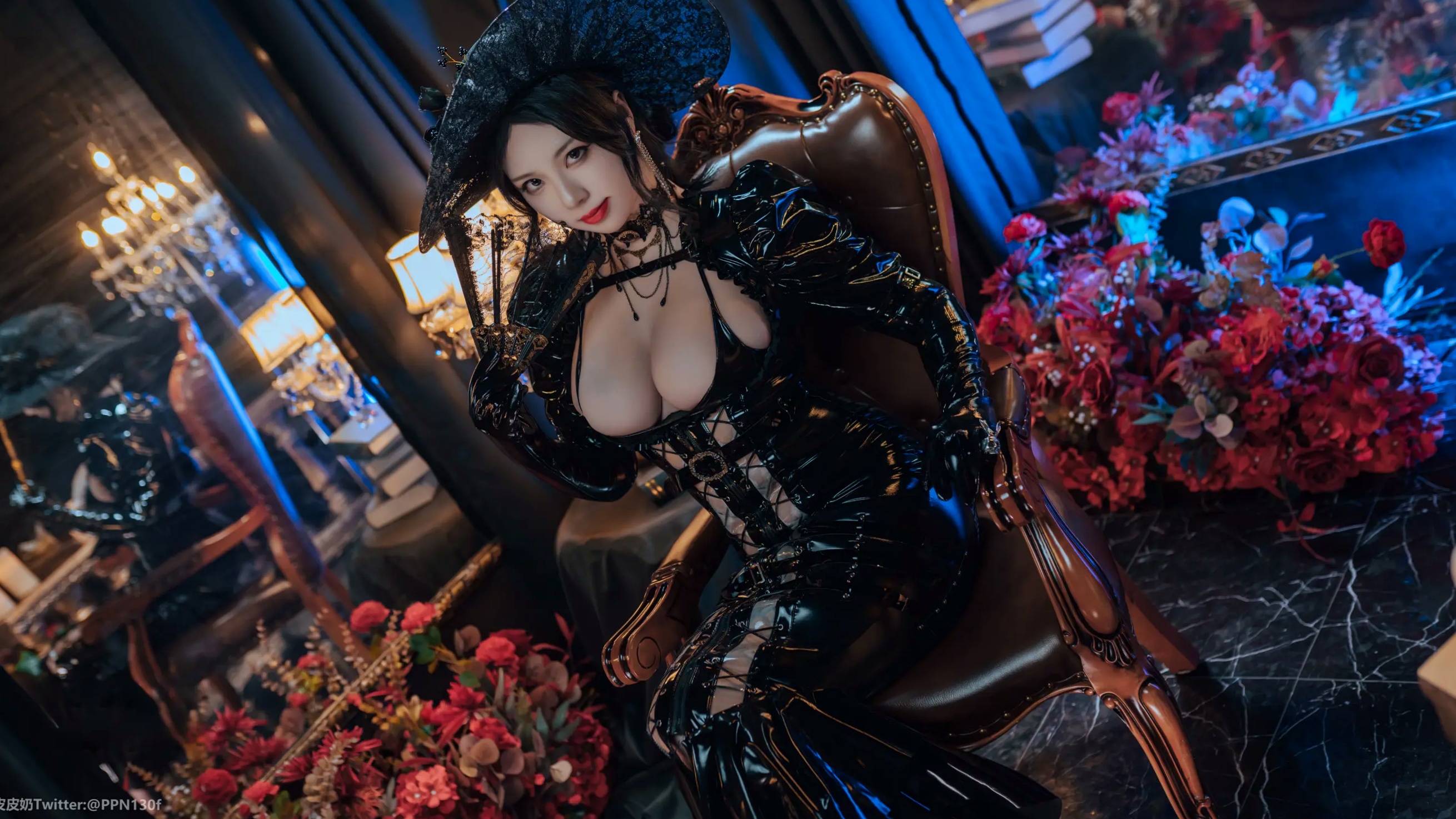 皮皮奶可可爱了啦 - 莉莉丝：暗黑哥特风漆皮束身女巫角色扮演，冷艳红唇红玫瑰，极致曲线诱惑 [40P]