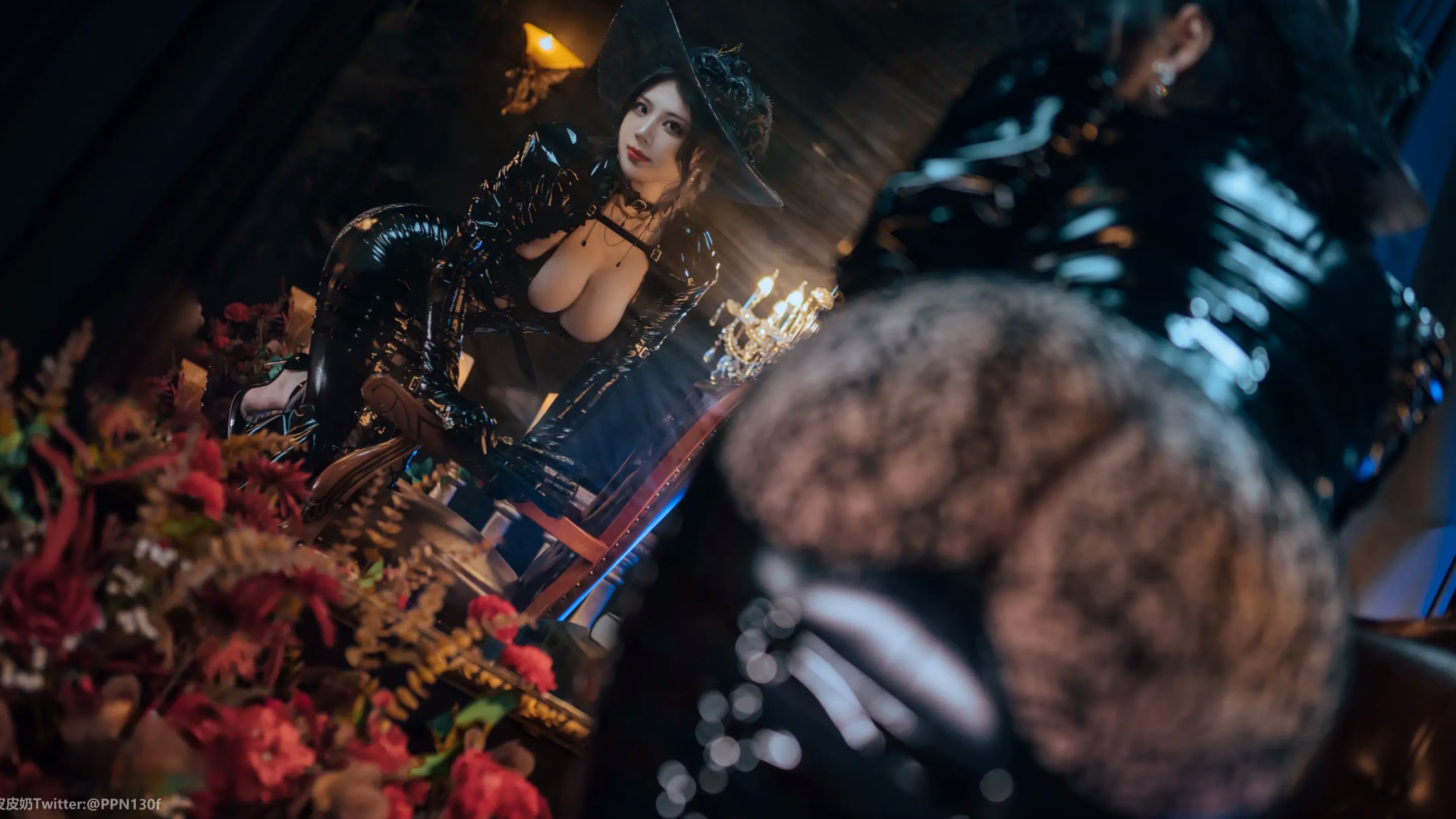 皮皮奶可可爱了啦 - 莉莉丝：暗黑哥特风漆皮束身女巫角色扮演，冷艳红唇红玫瑰，极致曲线诱惑 [40P]