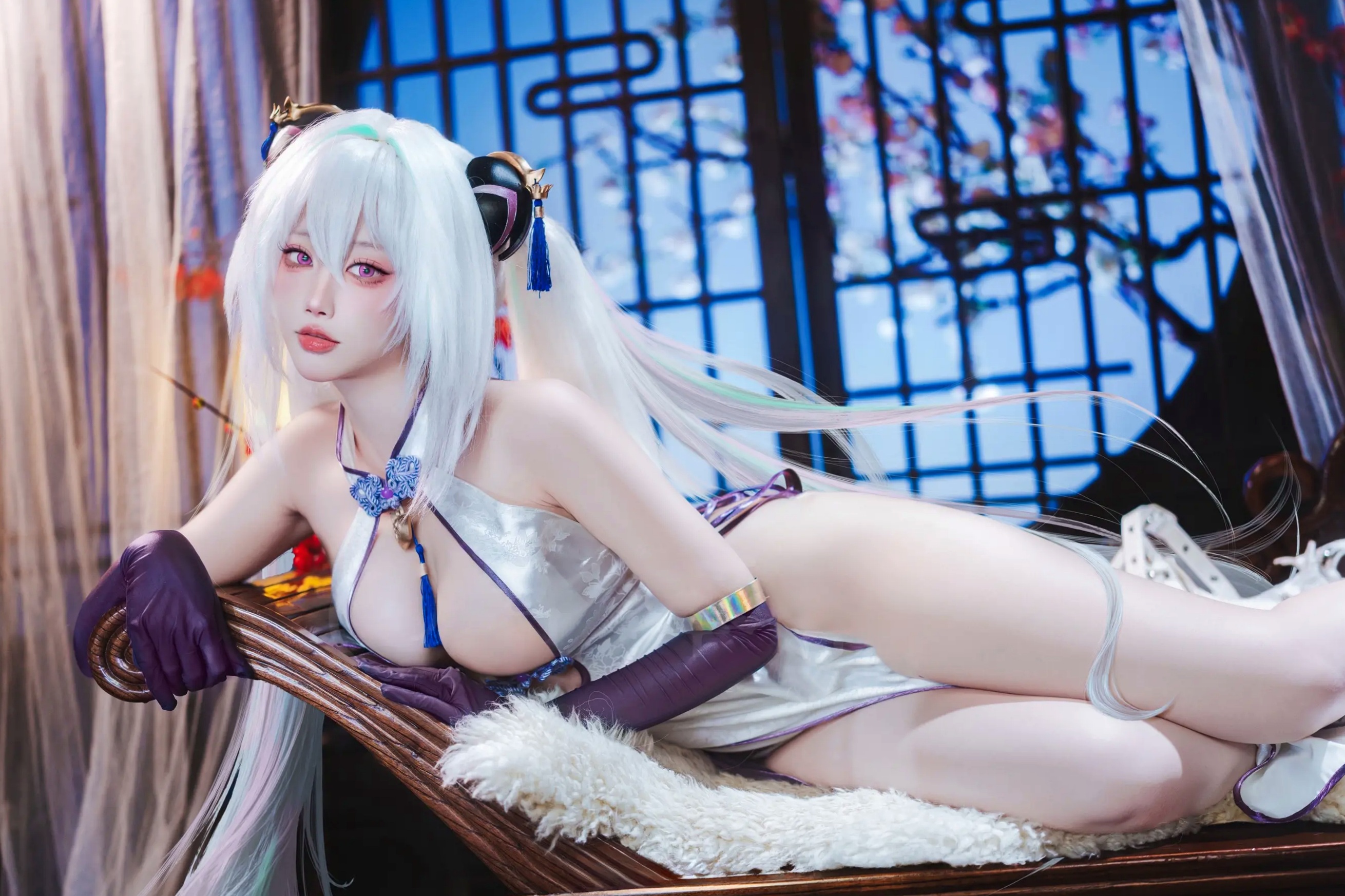 Gallery - 宫本樱 - 碧蓝航线奇尔沙治绝美COS旗袍诱惑私房写真 [10P]角色扮演性感诱惑极品白嫩 女神私房照_秀色女神 - image 2