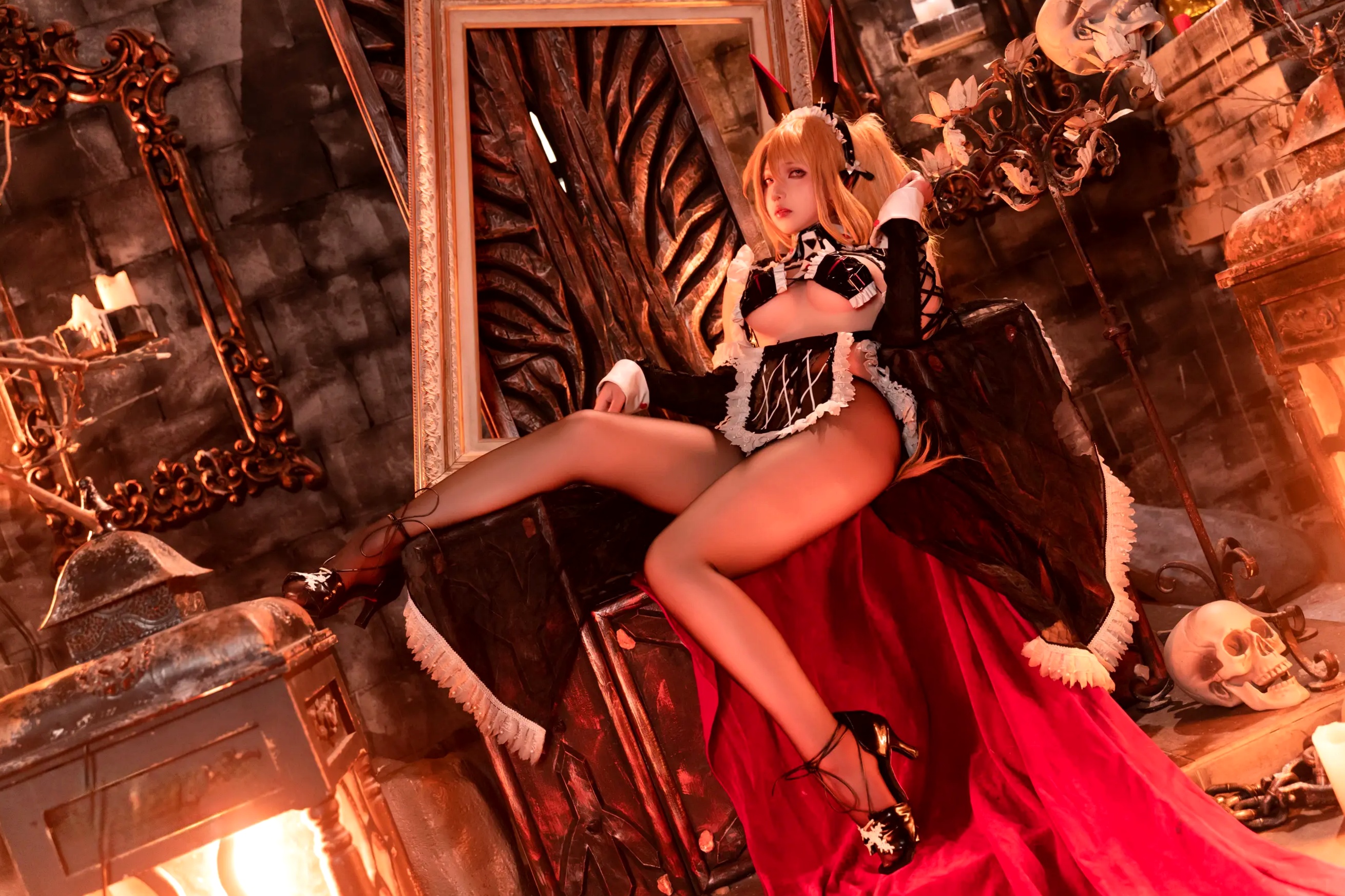 Gallery - 小和甜酒 - 交错战线咎瓦尤斯女仆暗黑哥特风cosplay 私房美腿诱惑大尺度套图性感制服女仆角色扮演私房照诱惑冷艳美腿大尺度 女神私房照_秀色女神 - image 5