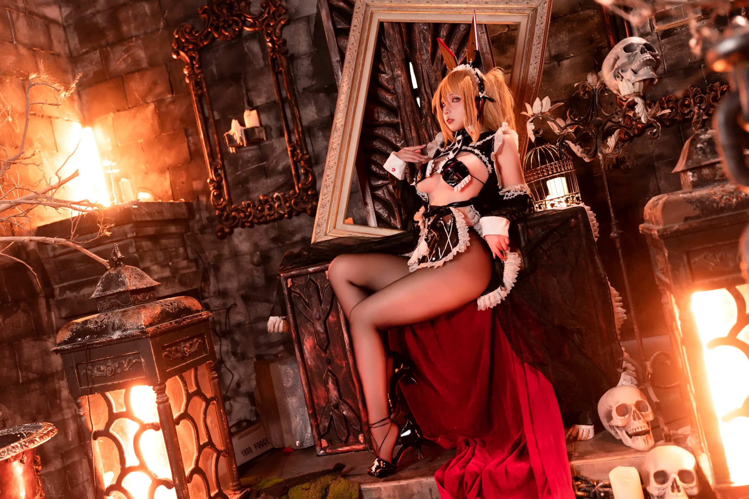 Gallery - 小和甜酒 - 交错战线咎瓦尤斯女仆暗黑哥特风cosplay 私房美腿诱惑大尺度套图性感制服女仆角色扮演私房照诱惑冷艳美腿大尺度 女神私房照_秀色女神 - image 7