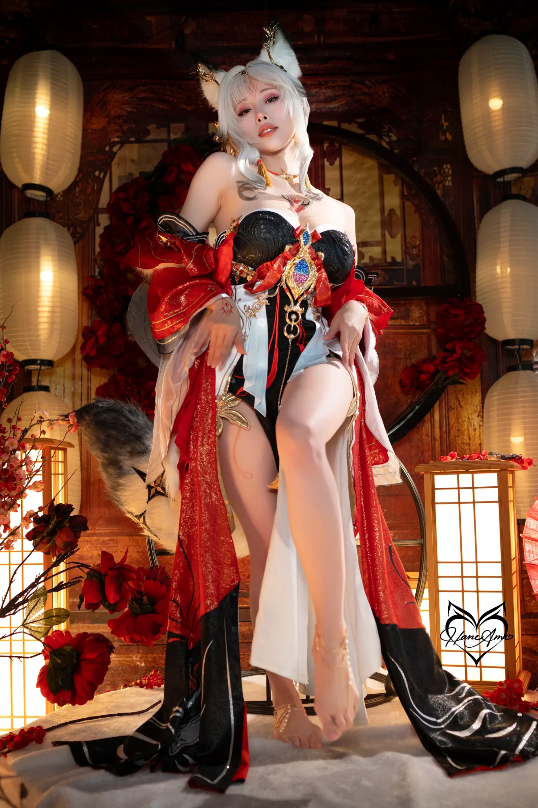 Hane Ame - 鸣潮心月狐COS写真：绝美狐妖古风诱惑、极致束缚视觉大片[41P]