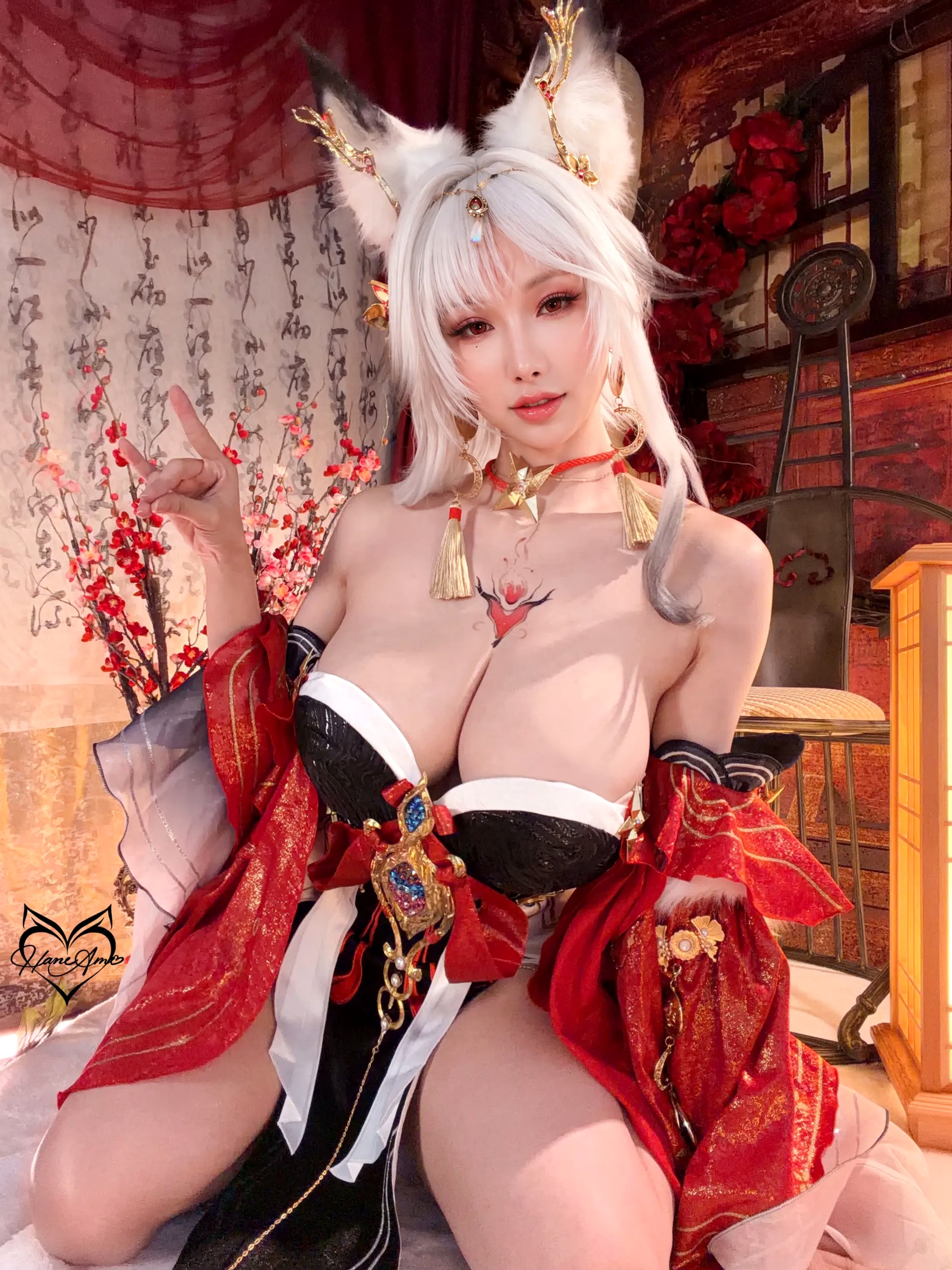 Hane Ame - 鸣潮心月狐COS写真：绝美狐妖古风诱惑、极致束缚视觉大片[41P]
