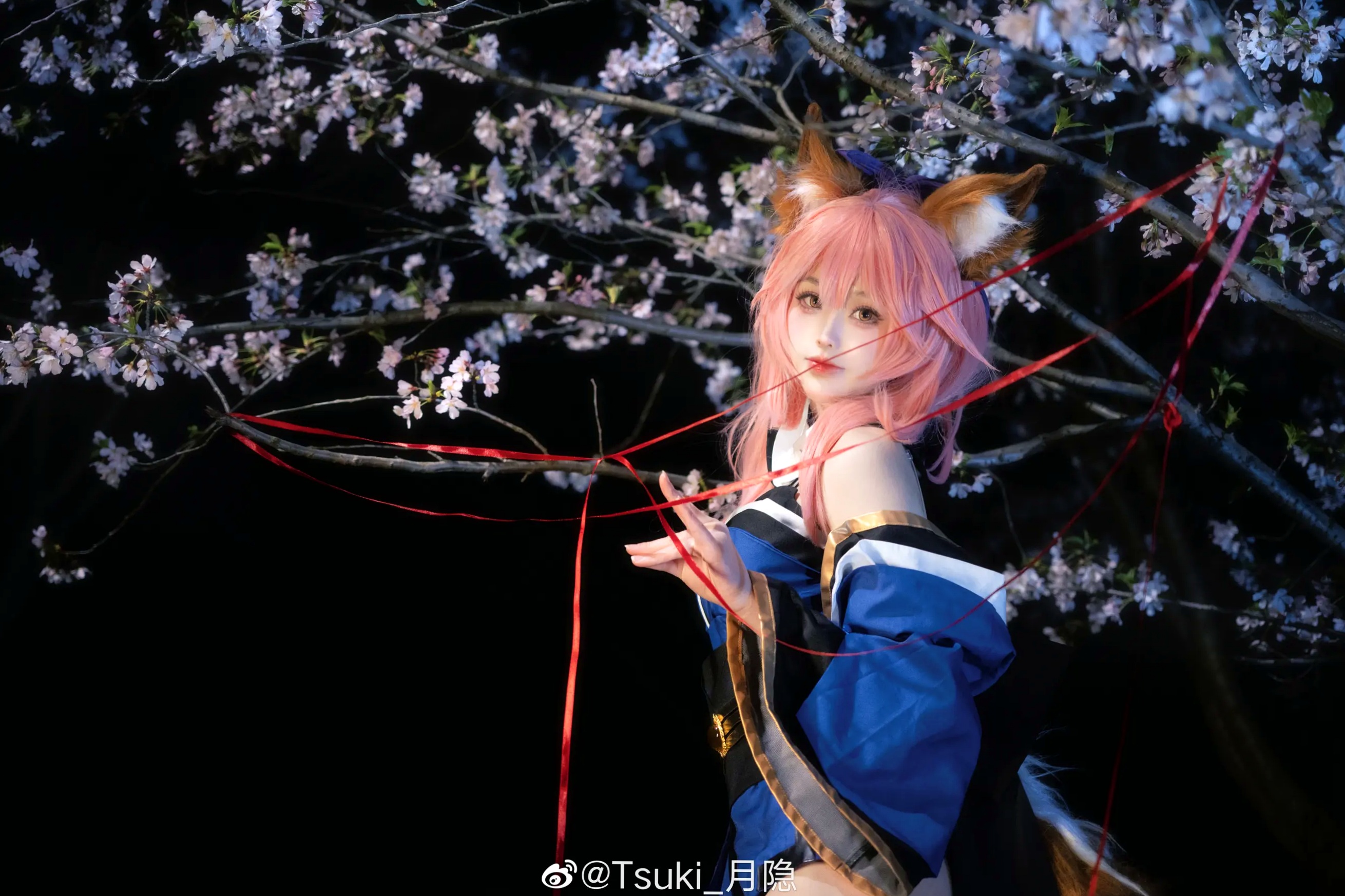 Tsuki_月隐 - 玉藻の前 角色扮演 夜景樱花和服美图 [12P]