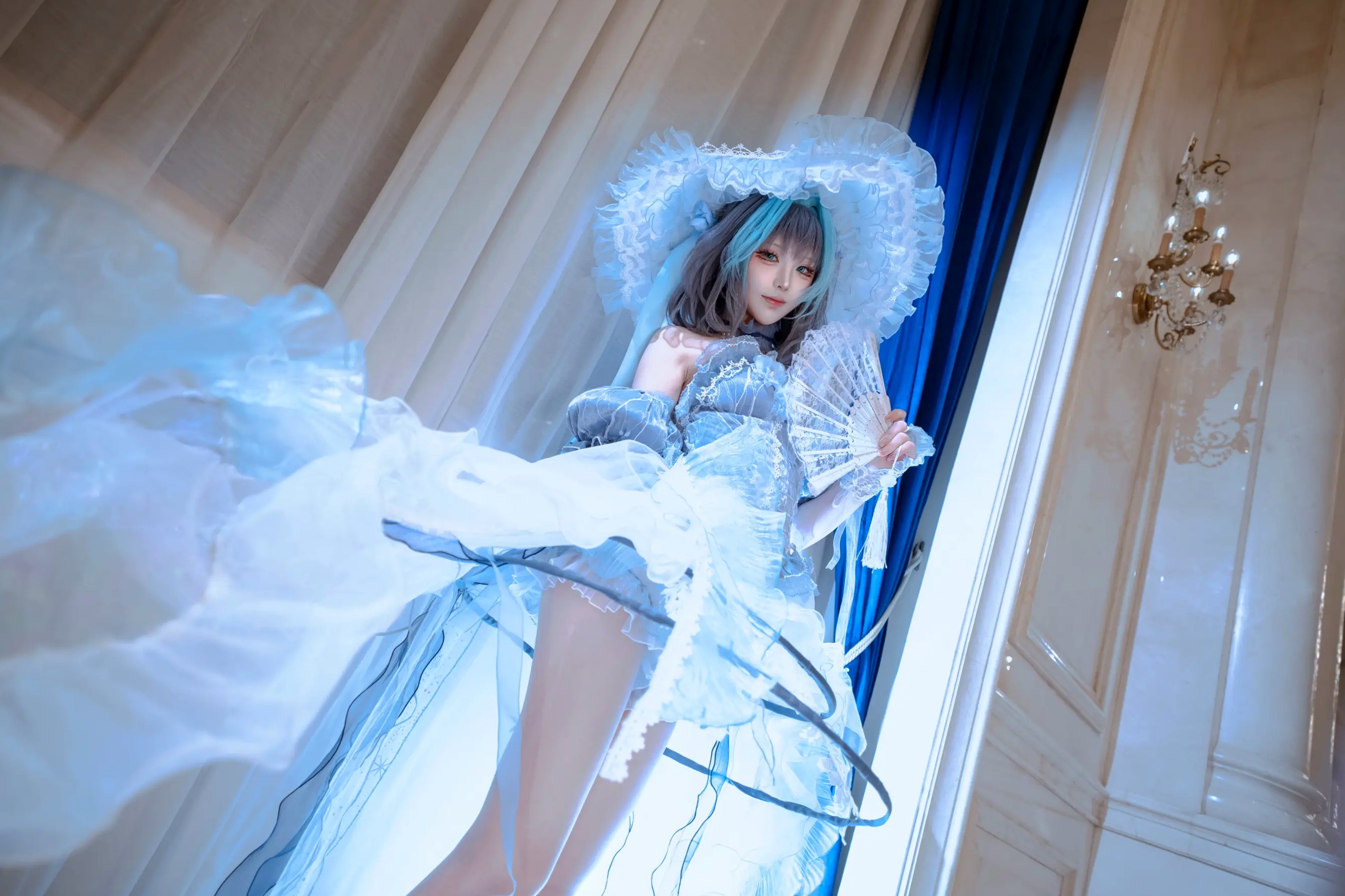 Tsuki_月隐 - 柴郡 欧式宫殿蓝色礼服角色扮演私房照 [52P]