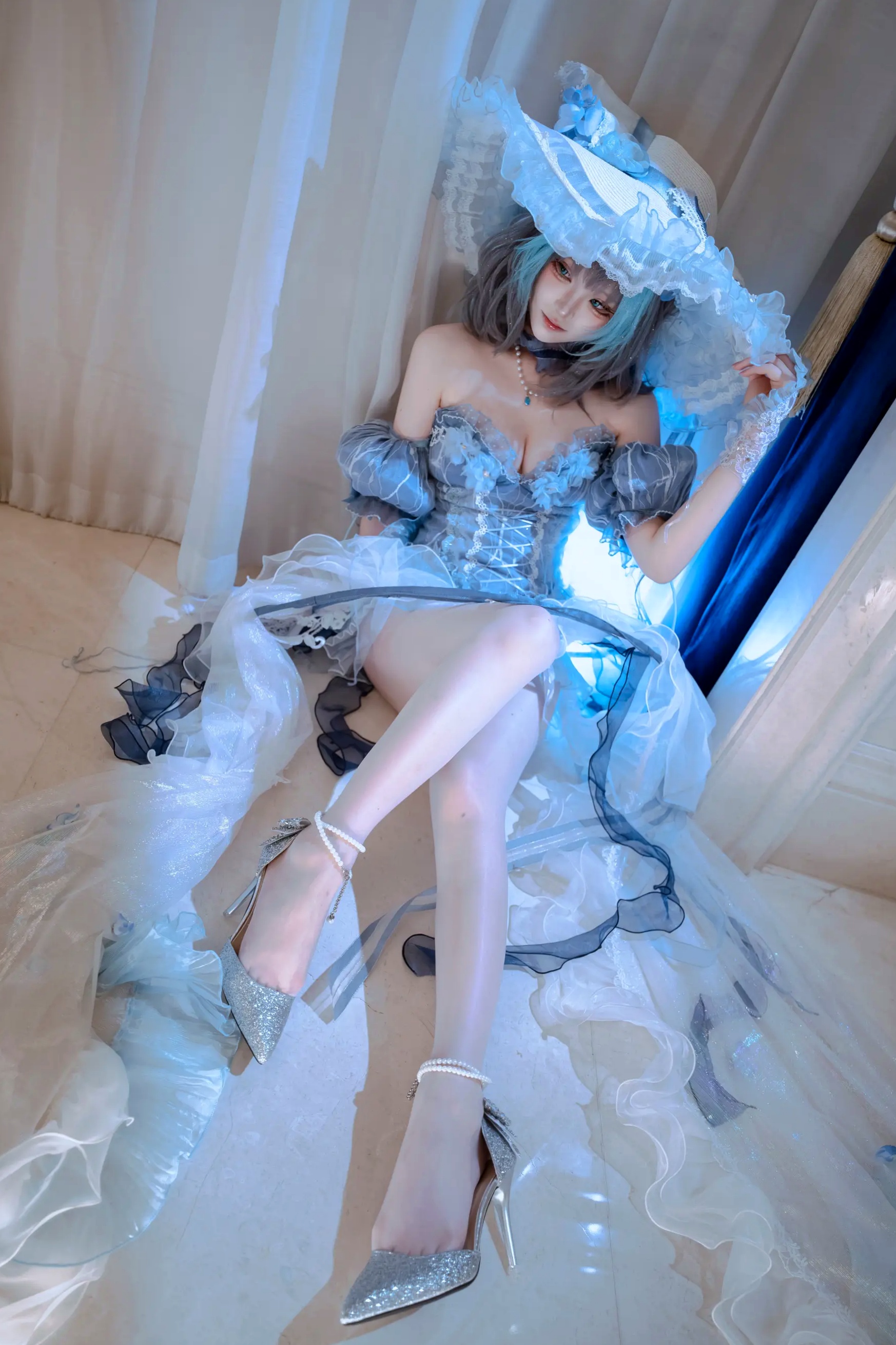 Tsuki_月隐 - 柴郡 欧式宫殿蓝色礼服角色扮演私房照 [52P]