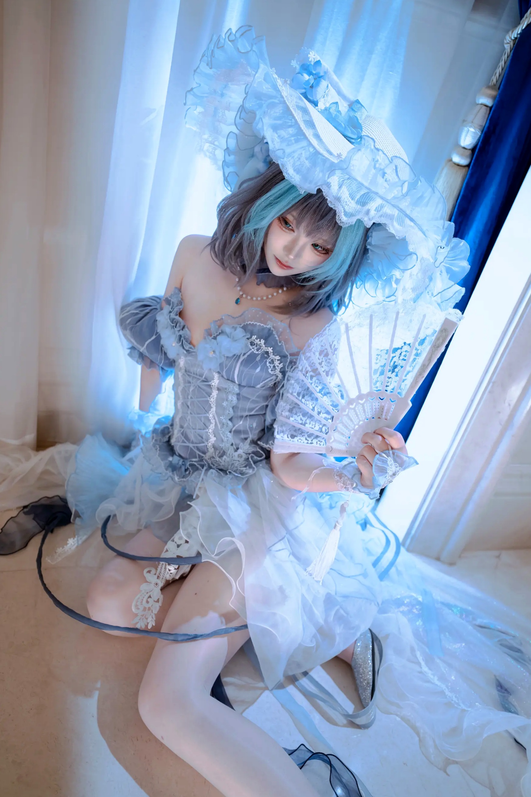 Tsuki_月隐 - 柴郡 欧式宫殿蓝色礼服角色扮演私房照 [52P]