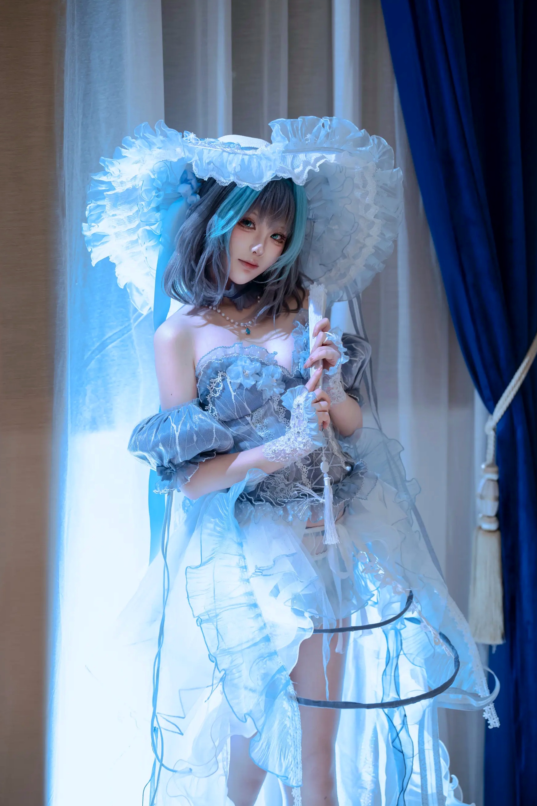 Tsuki_月隐 - 柴郡 欧式宫殿蓝色礼服角色扮演私房照 [52P]