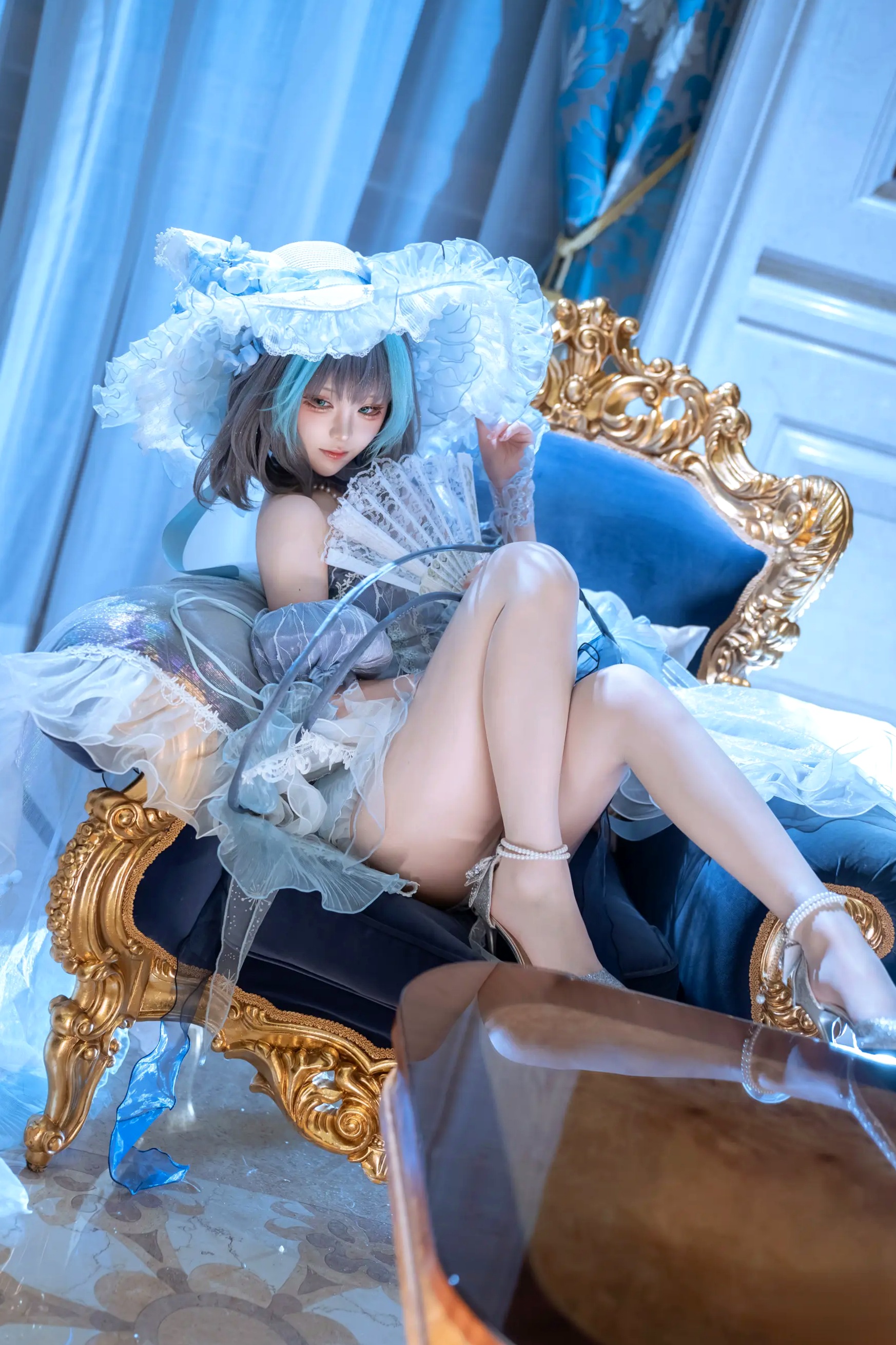 Tsuki_月隐 - 柴郡 欧式宫殿蓝色礼服角色扮演私房照 [52P]