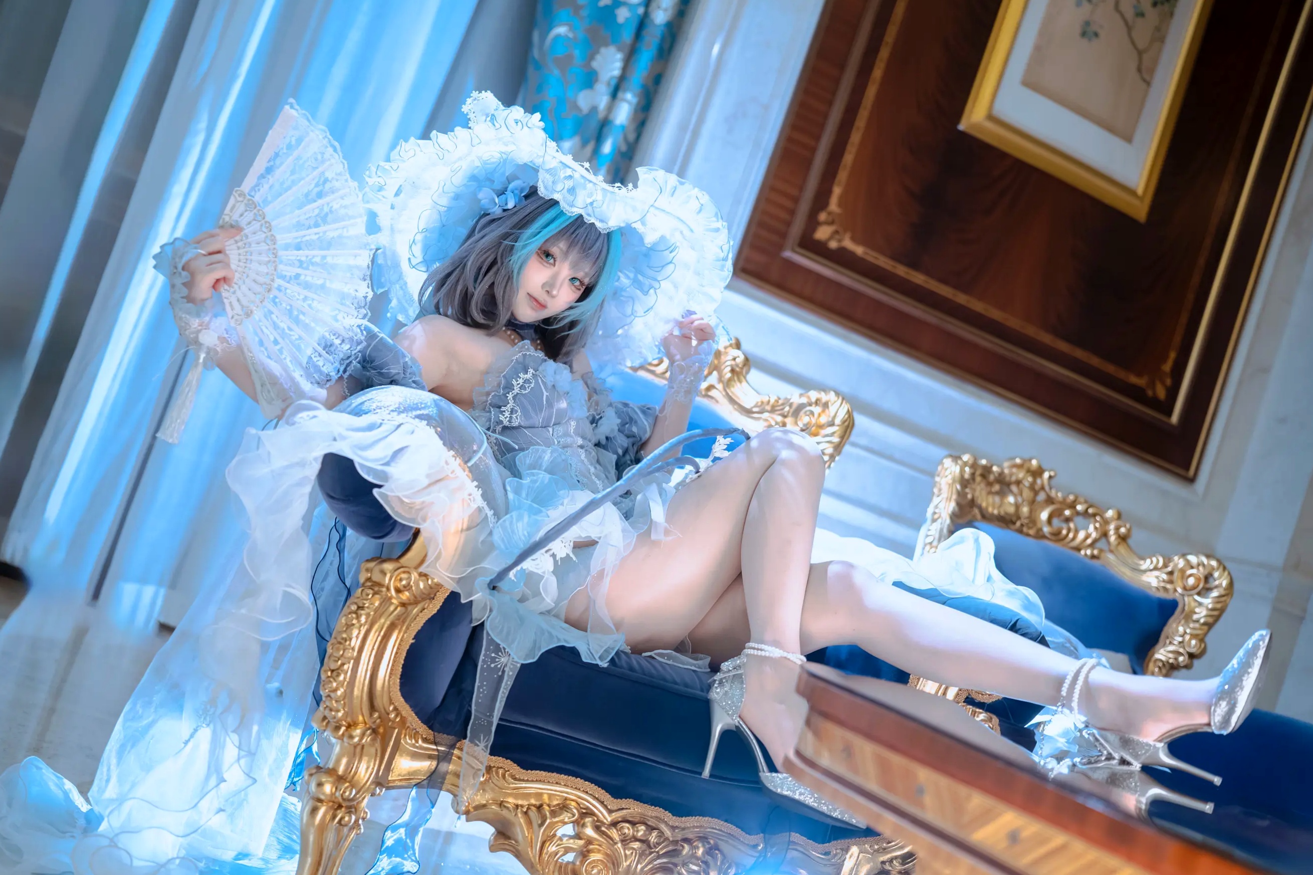 Tsuki_月隐 - 柴郡 欧式宫殿蓝色礼服角色扮演私房照 [52P]