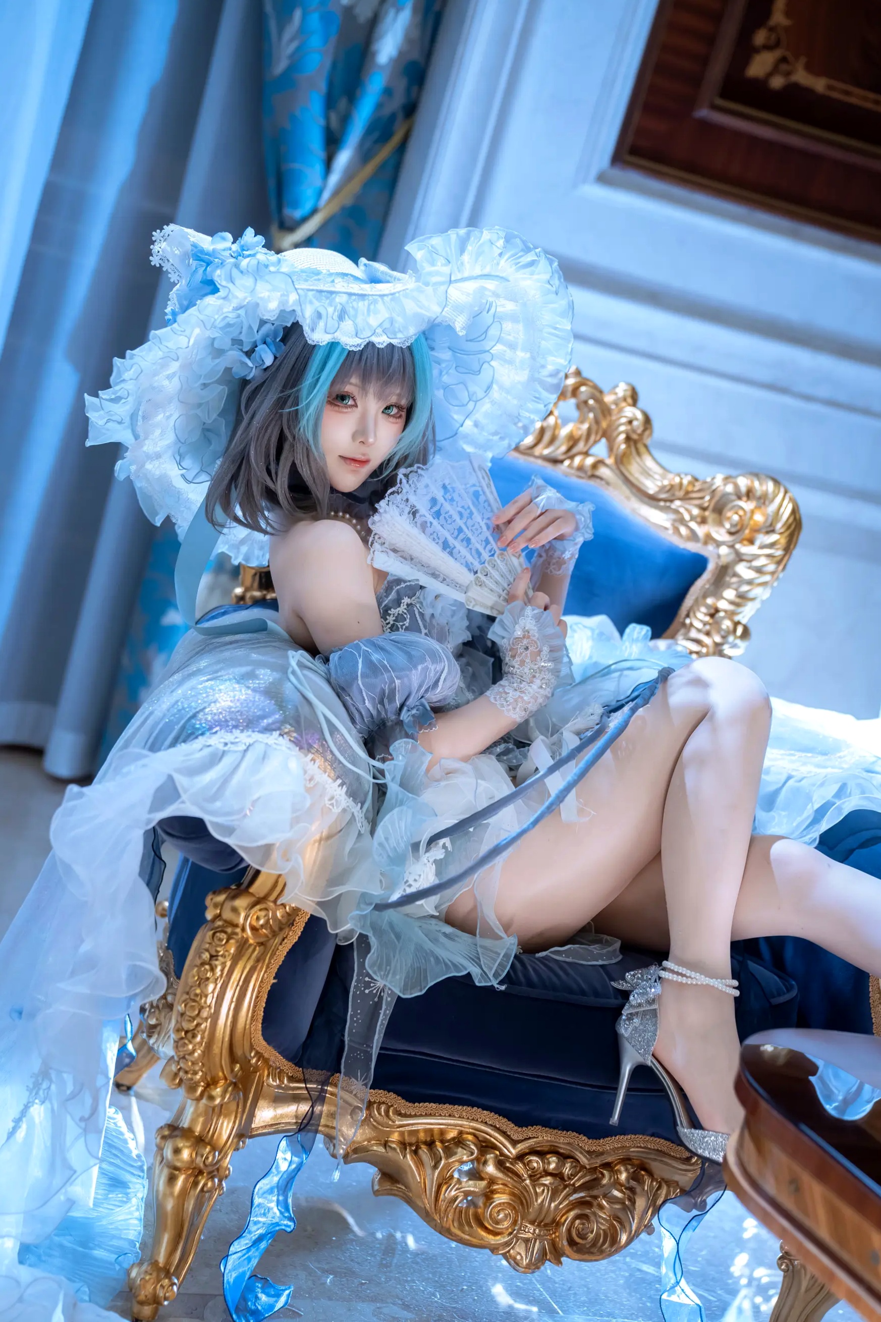Tsuki_月隐 - 柴郡 欧式宫殿蓝色礼服角色扮演私房照 [52P]