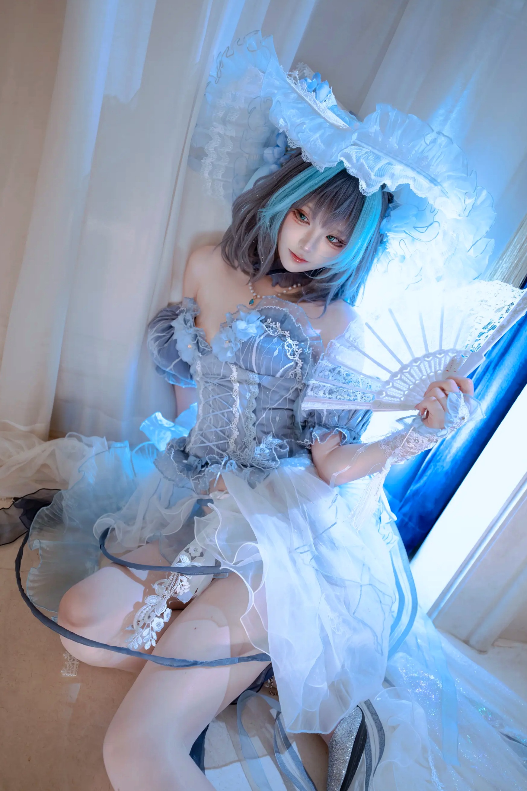 Tsuki_月隐 - 柴郡 欧式宫殿蓝色礼服角色扮演私房照 [52P]