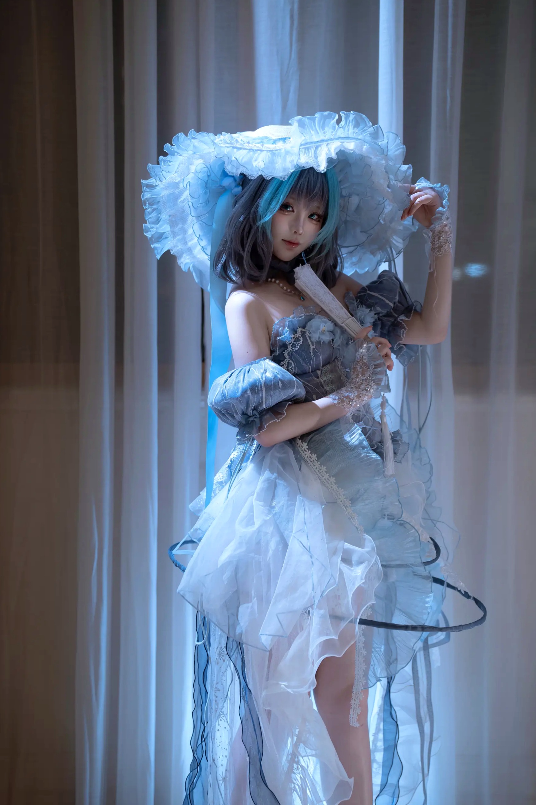 Tsuki_月隐 - 柴郡 欧式宫殿蓝色礼服角色扮演私房照 [52P]