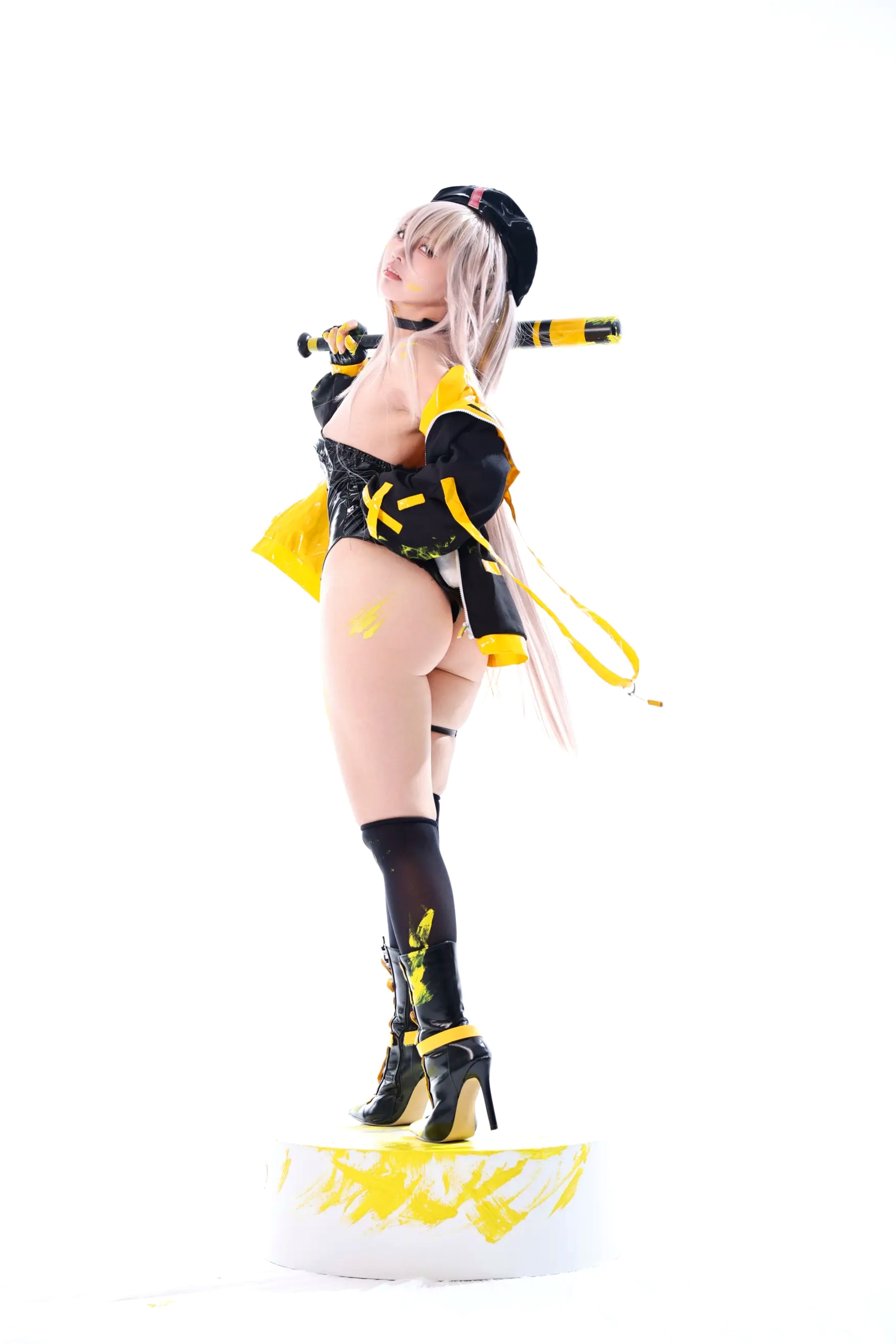 G44不会受伤 - rainbow 菜之花星 角色扮演 紧身皮衣 棒球棍诱惑写真 [30P]