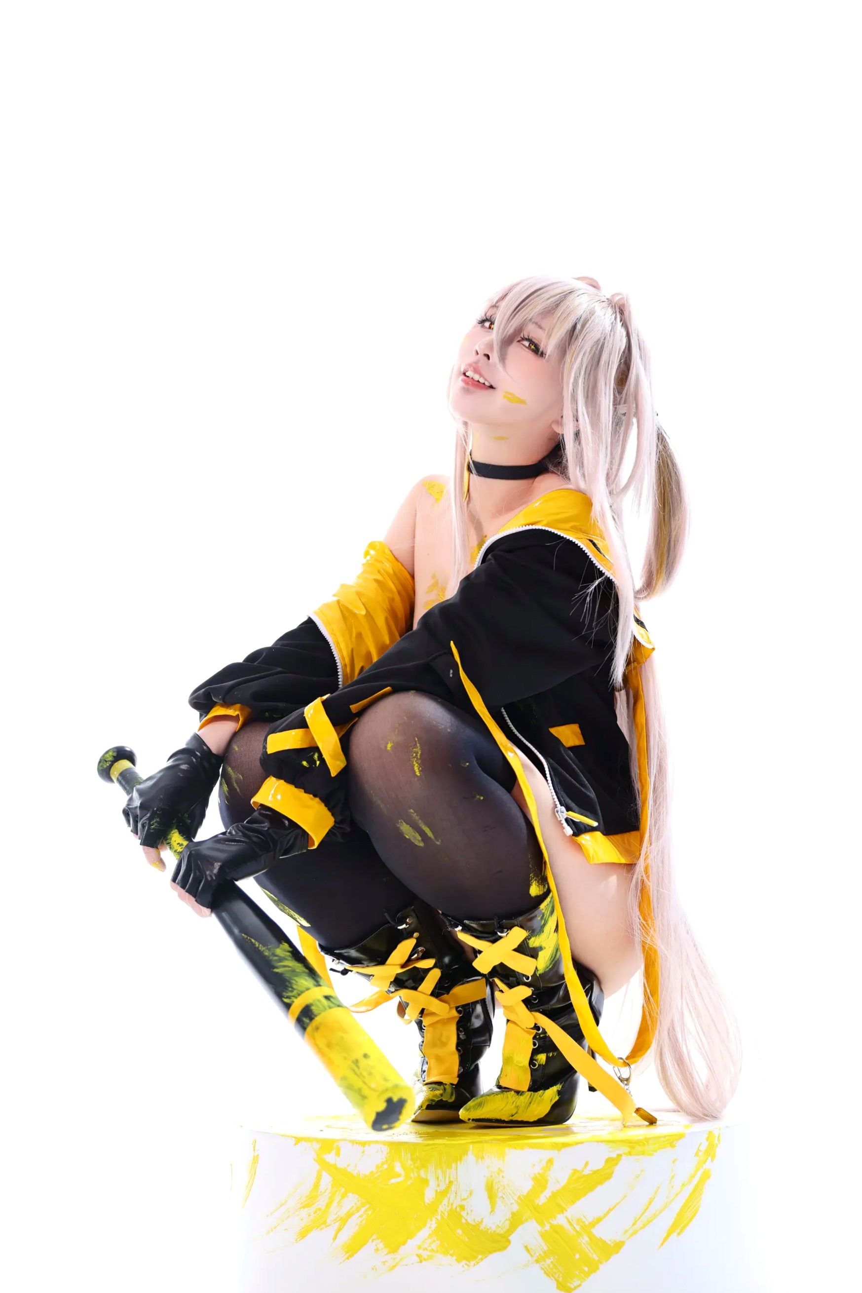 G44不会受伤 - rainbow 菜之花星 角色扮演 紧身皮衣 棒球棍诱惑写真 [30P]