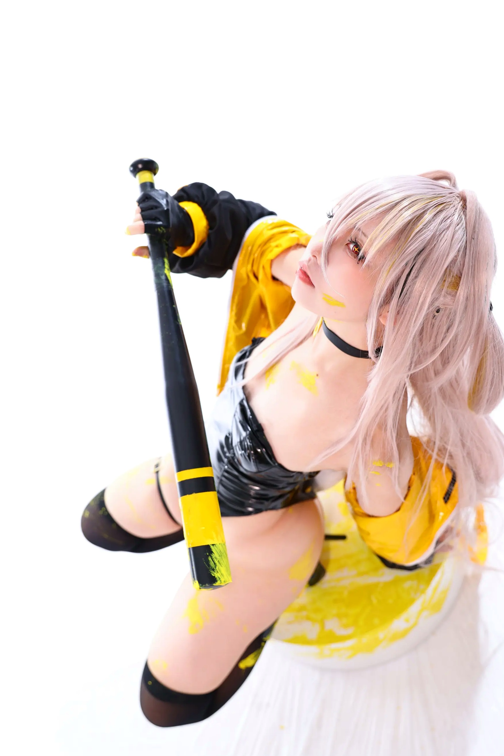 G44不会受伤 - rainbow 菜之花星 角色扮演 紧身皮衣 棒球棍诱惑写真 [30P]