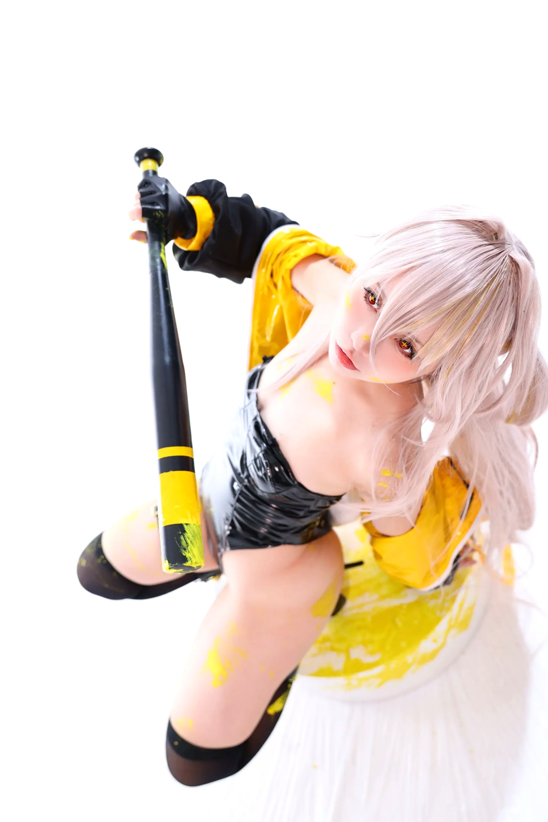 G44不会受伤 - rainbow 菜之花星 角色扮演 紧身皮衣 棒球棍诱惑写真 [30P]
