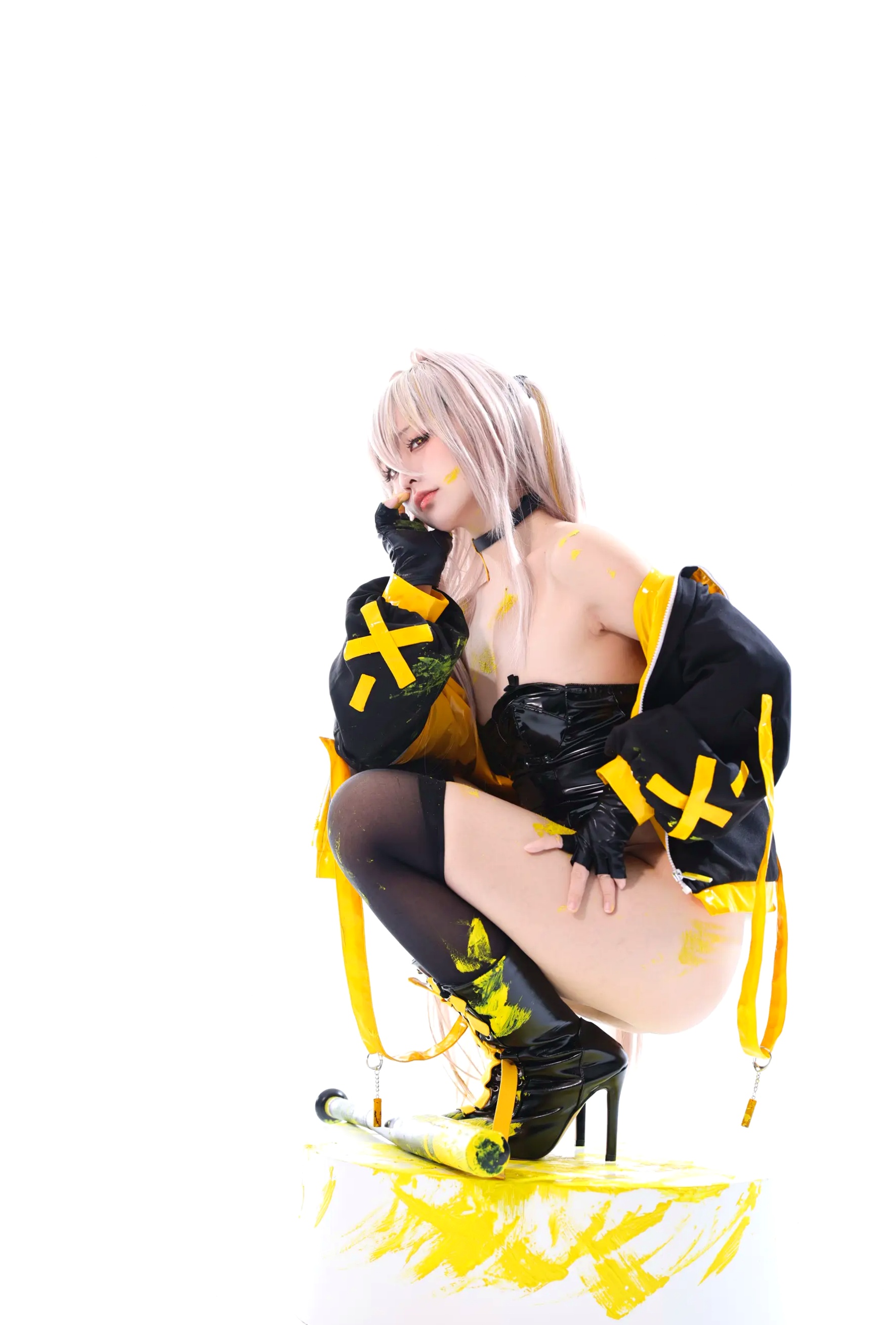 G44不会受伤 - rainbow 菜之花星 角色扮演 紧身皮衣 棒球棍诱惑写真 [30P]