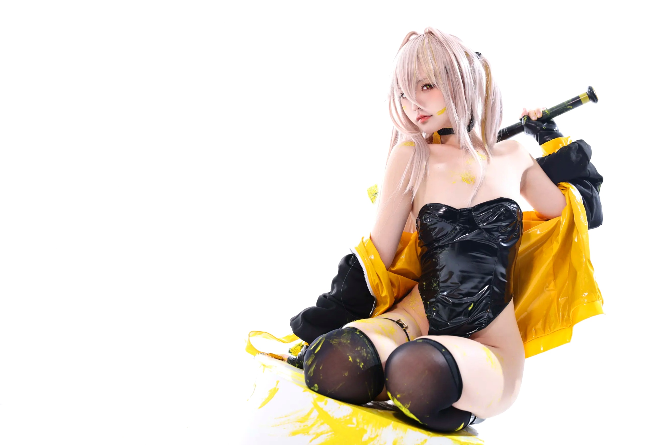 G44不会受伤 - rainbow 菜之花星 角色扮演 紧身皮衣 棒球棍诱惑写真 [30P]