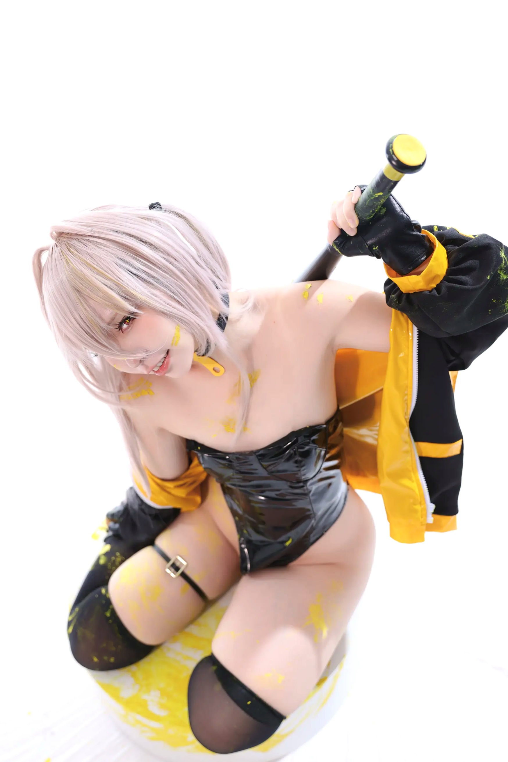 G44不会受伤 - rainbow 菜之花星 角色扮演 紧身皮衣 棒球棍诱惑写真 [30P]