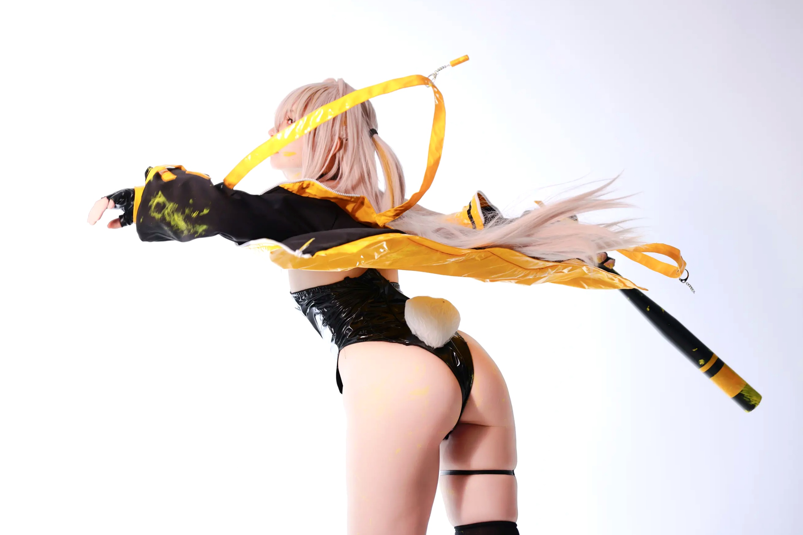 G44不会受伤 - rainbow 菜之花星 角色扮演 紧身皮衣 棒球棍诱惑写真 [30P]