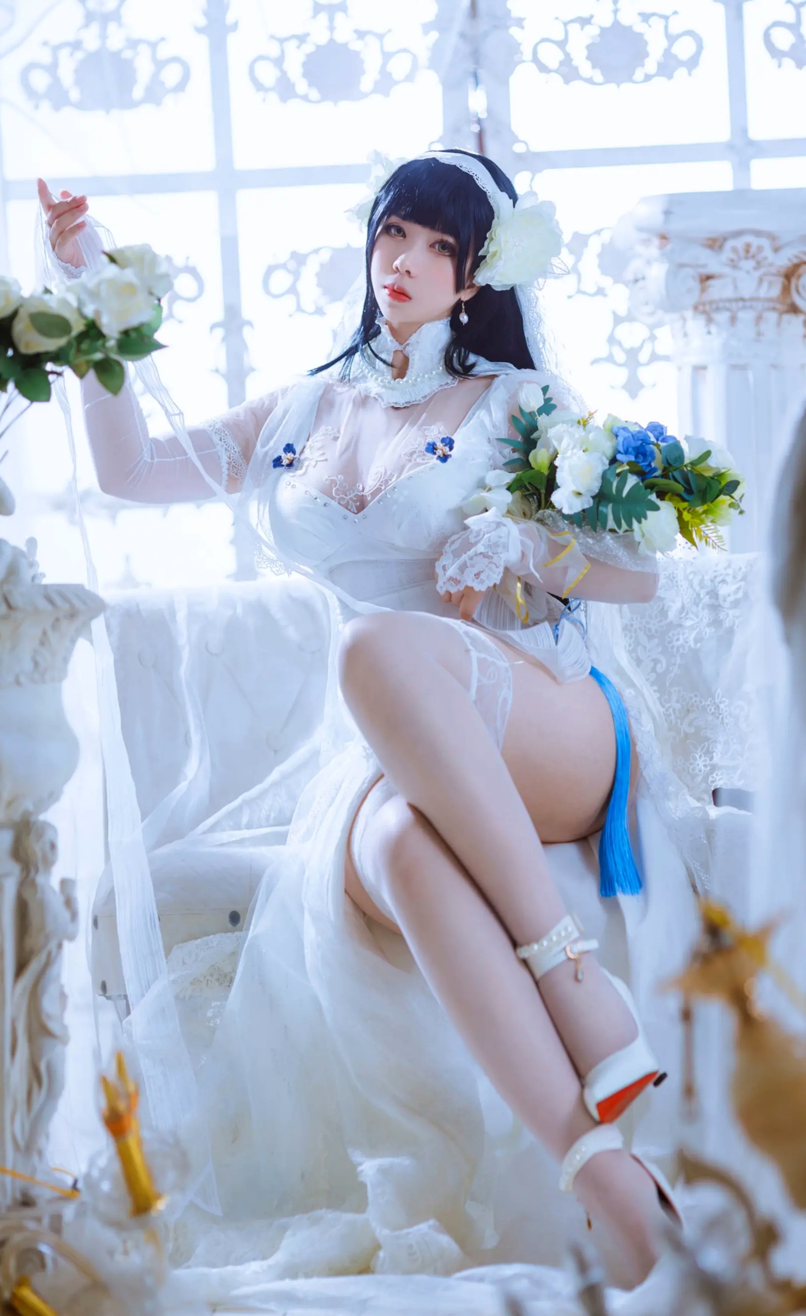 Meroko_魅瞳 - 95式花嫁 欧式宫廷白色婚纱角色扮演私房照 [22P]