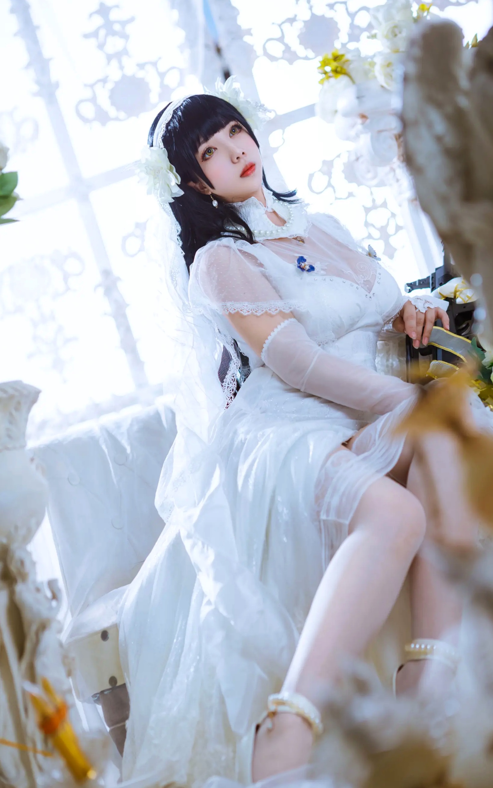 Meroko_魅瞳 - 95式花嫁 欧式宫廷白色婚纱角色扮演私房照 [22P]
