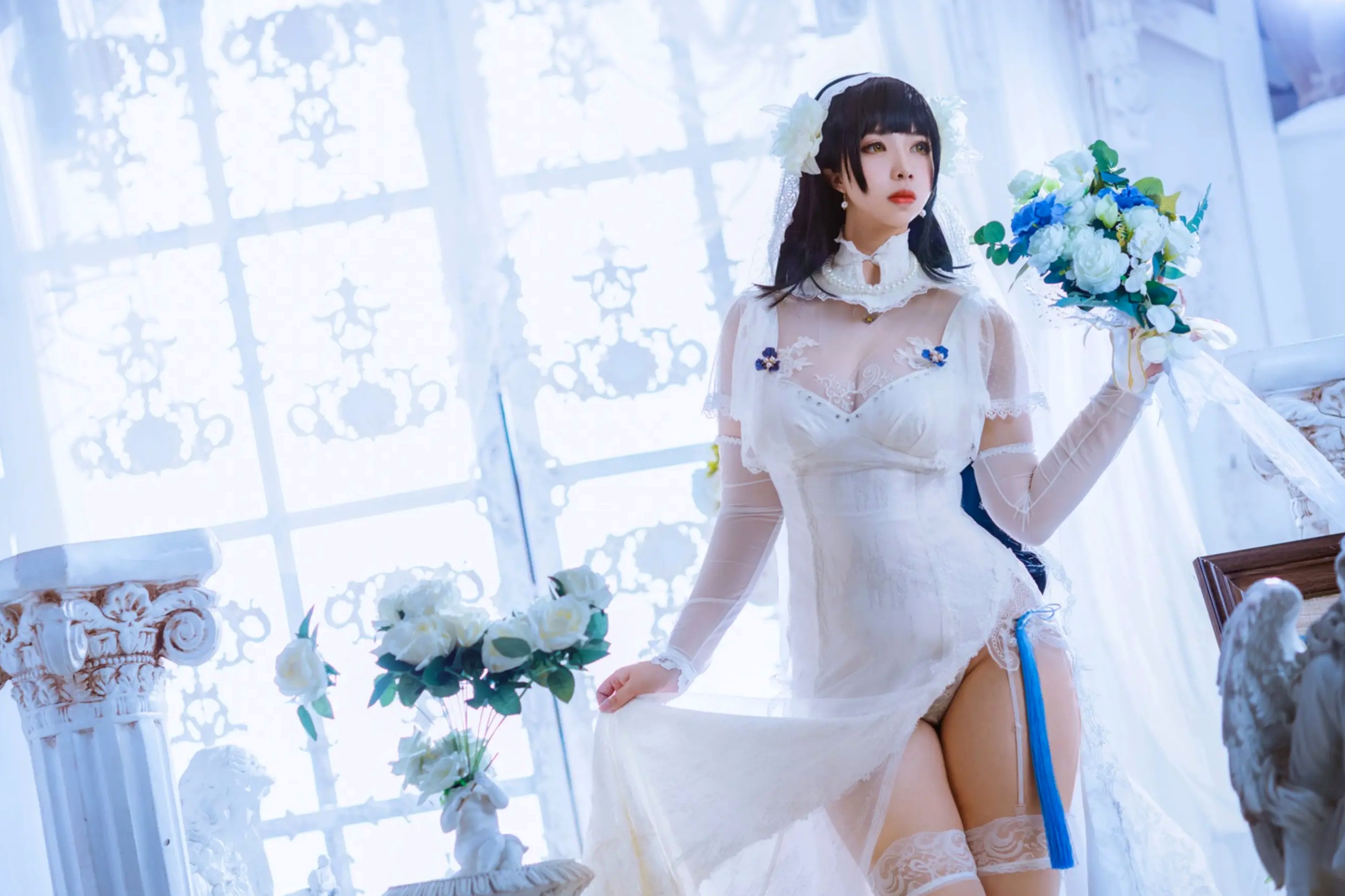 Meroko_魅瞳 - 95式花嫁 欧式宫廷白色婚纱角色扮演私房照 [22P]